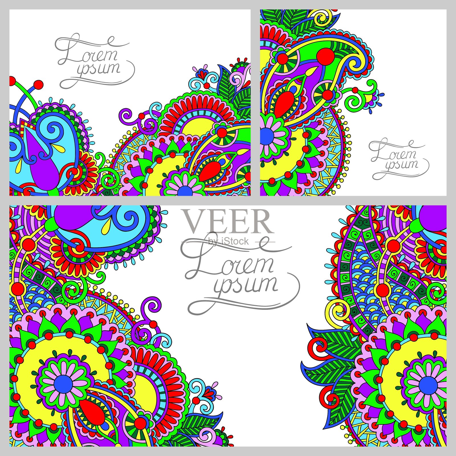 一套花卉装饰背景插画图片素材