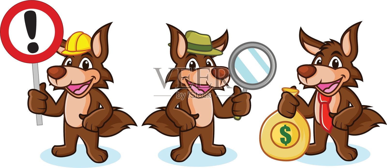 土狼吉祥物和钱设计元素图片