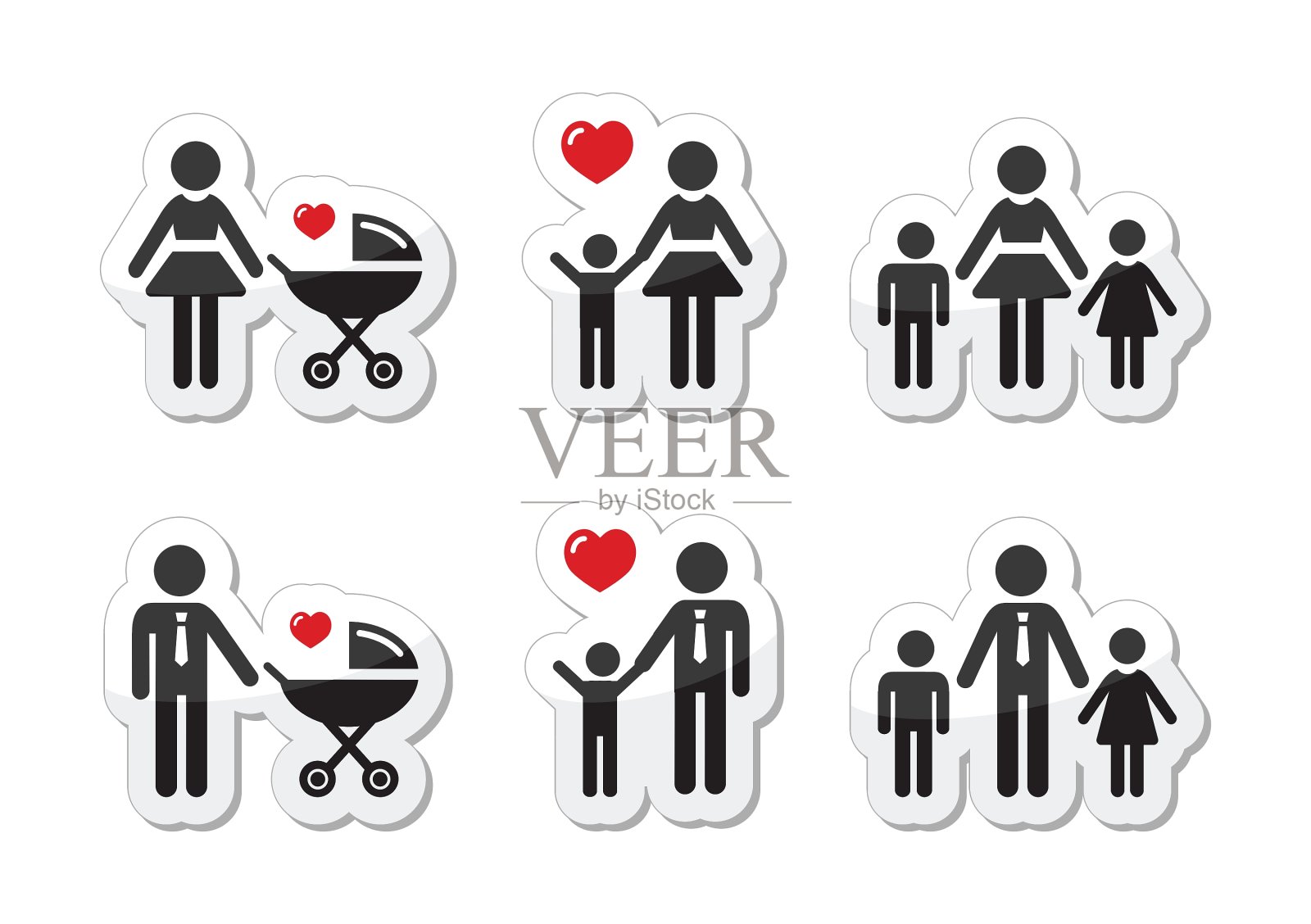 单亲标志-家庭图标作为标签图标素材