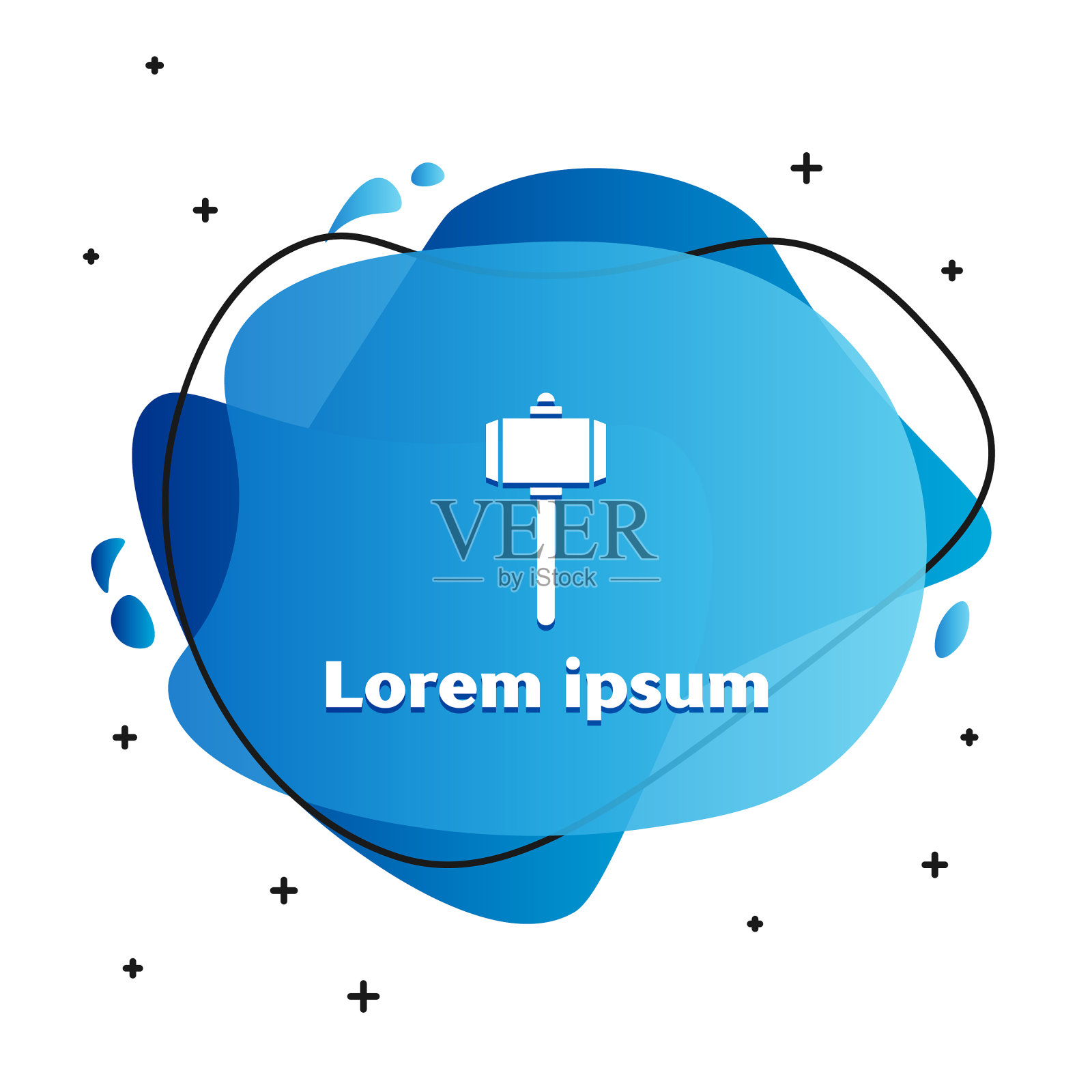 白色战锤图标孤立在白色上插画图片素材