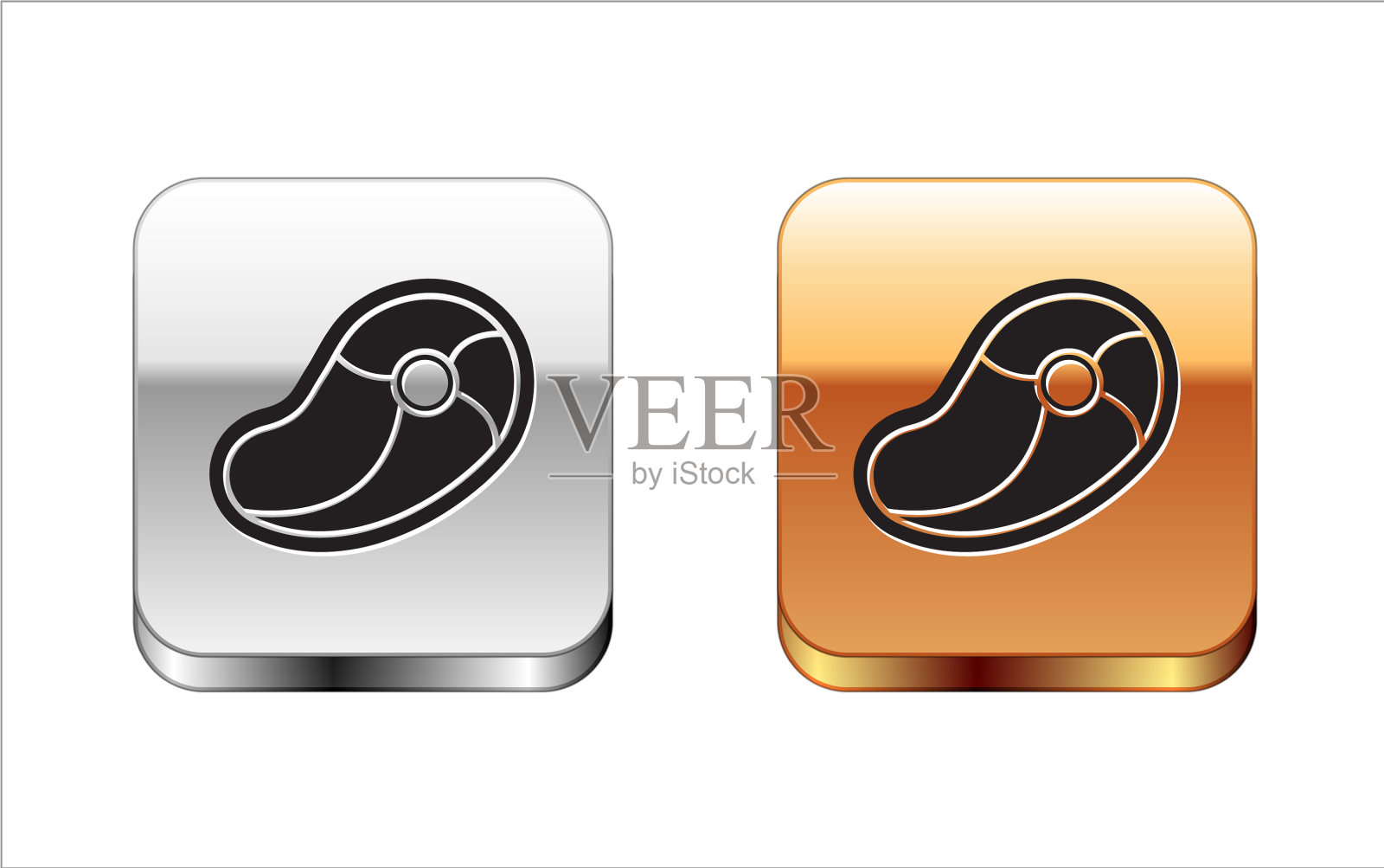 黑牛排肉图标孤立在白色背景图标素材