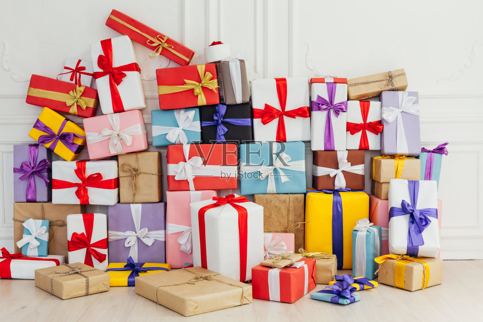 节日背景与圣诞新年生日礼物照片摄影图片