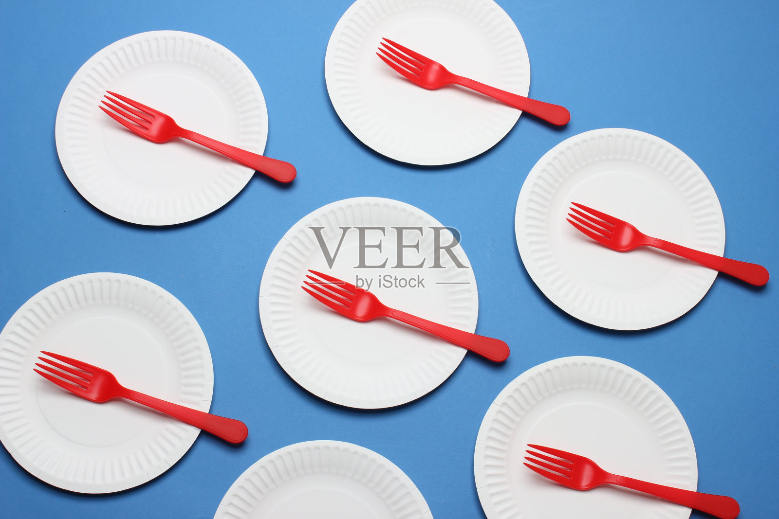 纸盘子和塑料叉子照片摄影图片