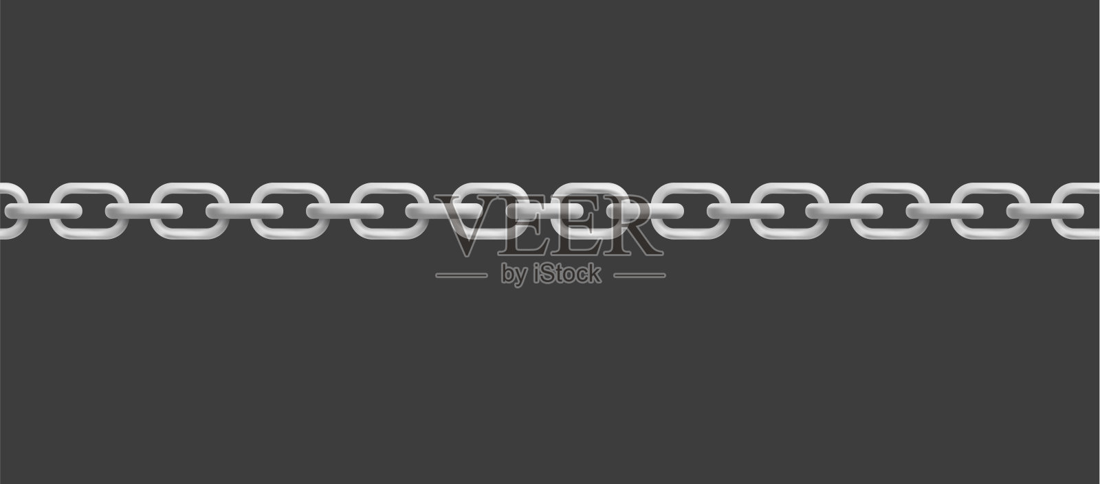 厚实的银链或金属项链现实矢量插图孤立。插画图片素材