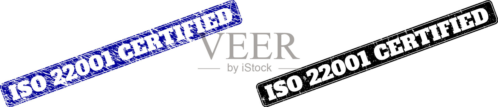 Iso 22001认证的黑色和蓝色圆角插画图片素材