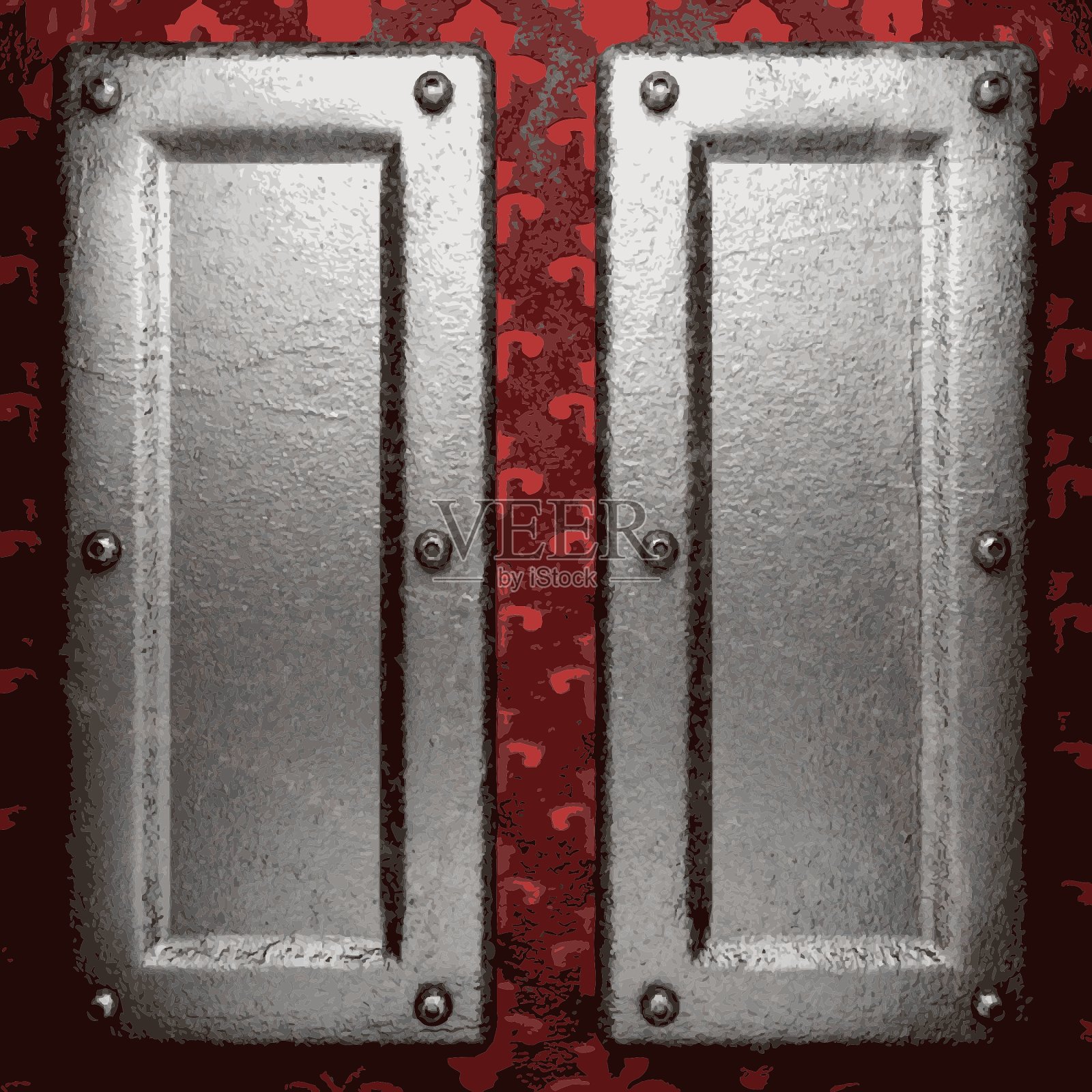 红色背景上的金属插画图片素材