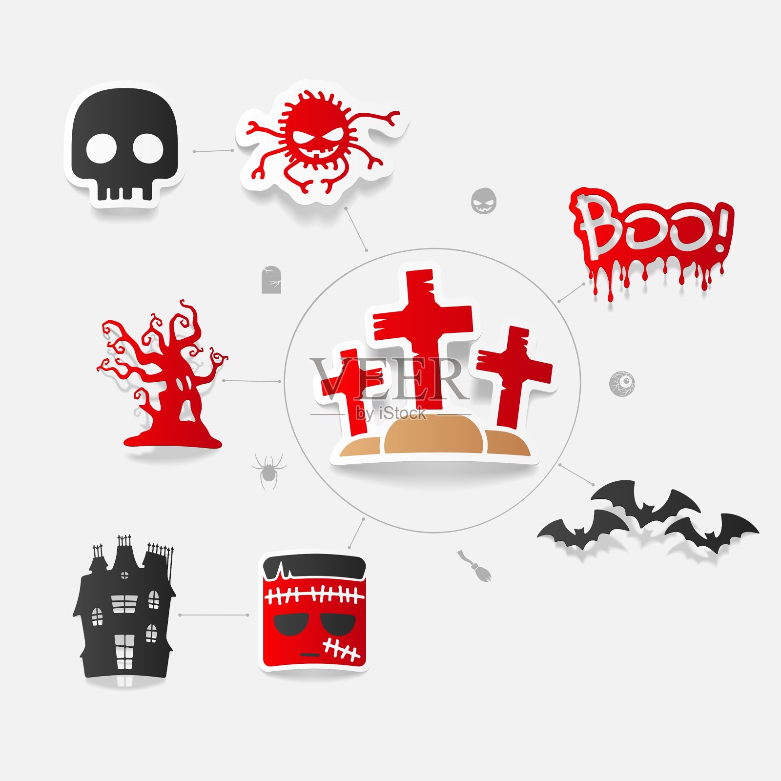 万圣节贴纸的概念插画图片素材