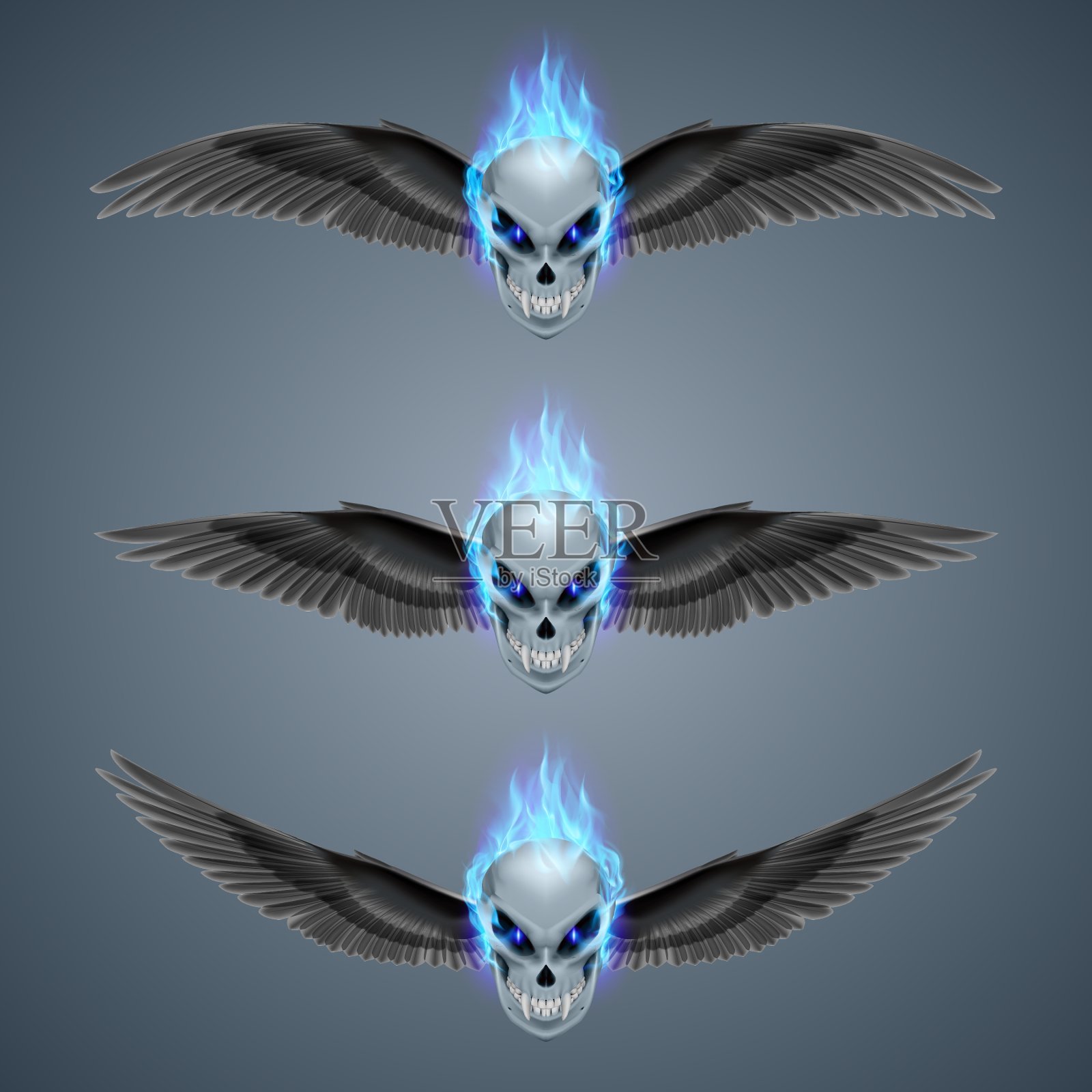 燃烧的突变头骨插画图片素材