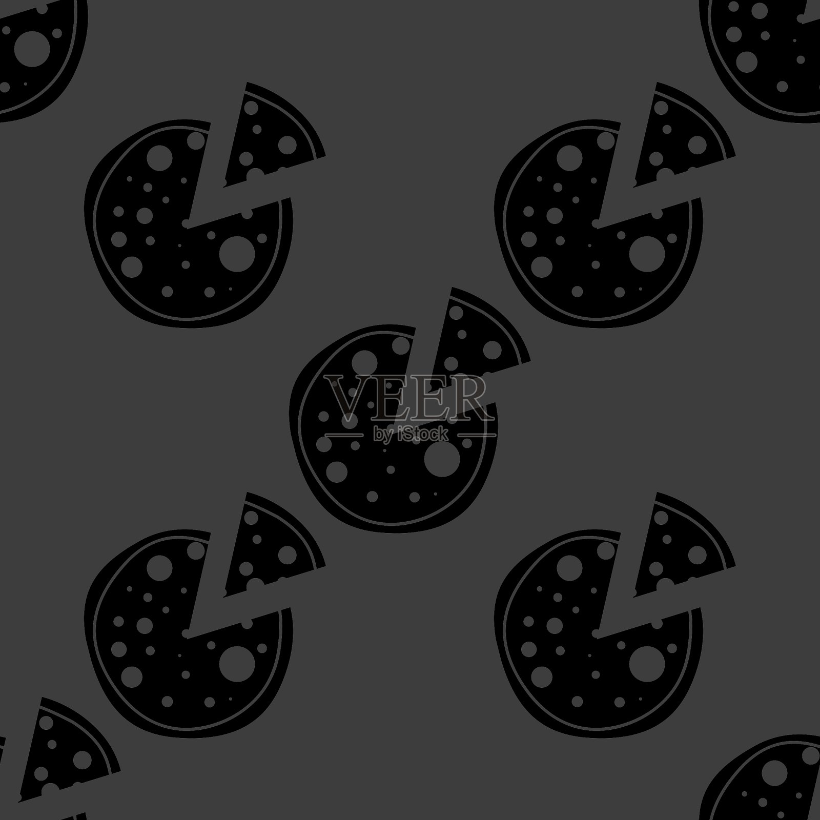 披萨网页图标平面设计无缝灰色图案插画图片素材