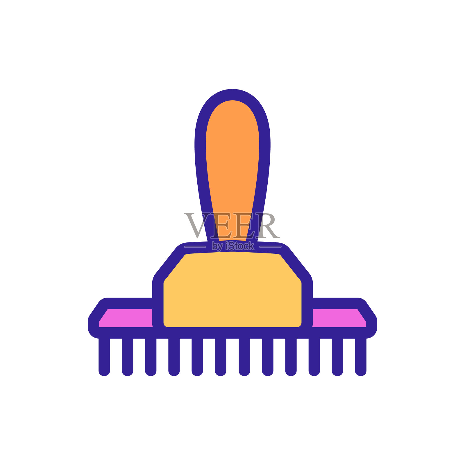 大柄耙梳图标矢量轮廓插图插画图片素材