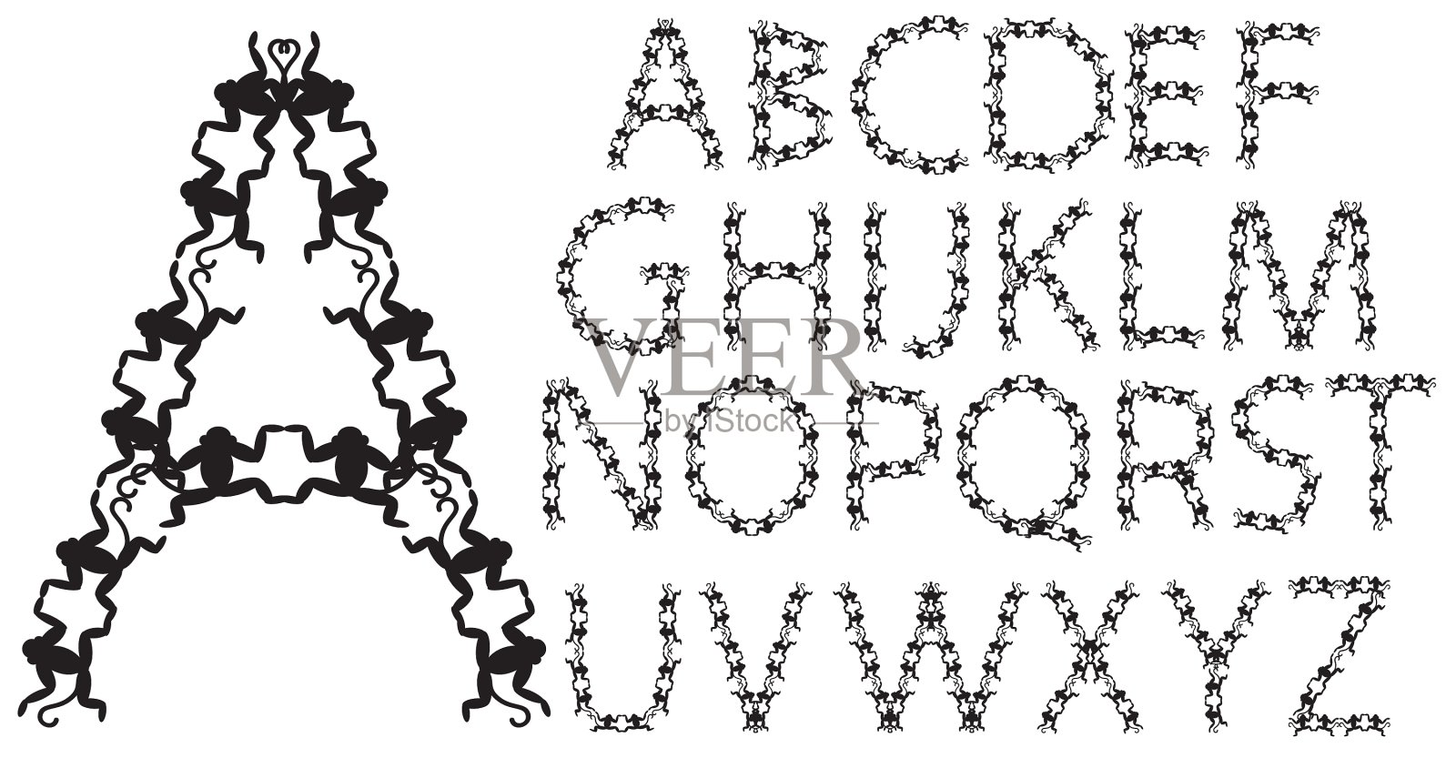 来自小猴子的字母设计元素图片