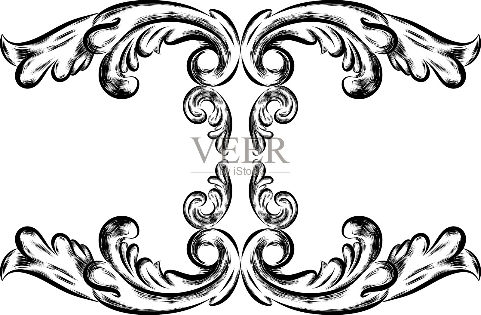 白色上的古董古花装饰设计元素图片