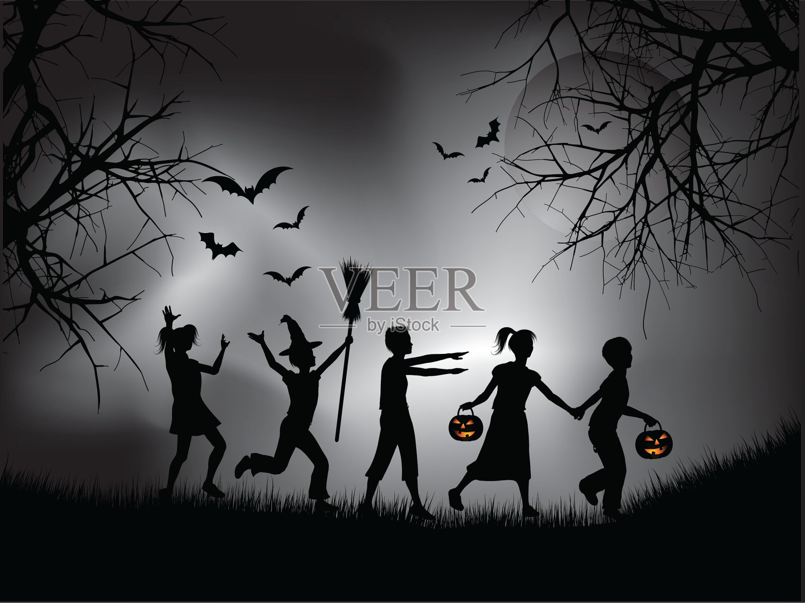 万圣节之夜插画图片素材