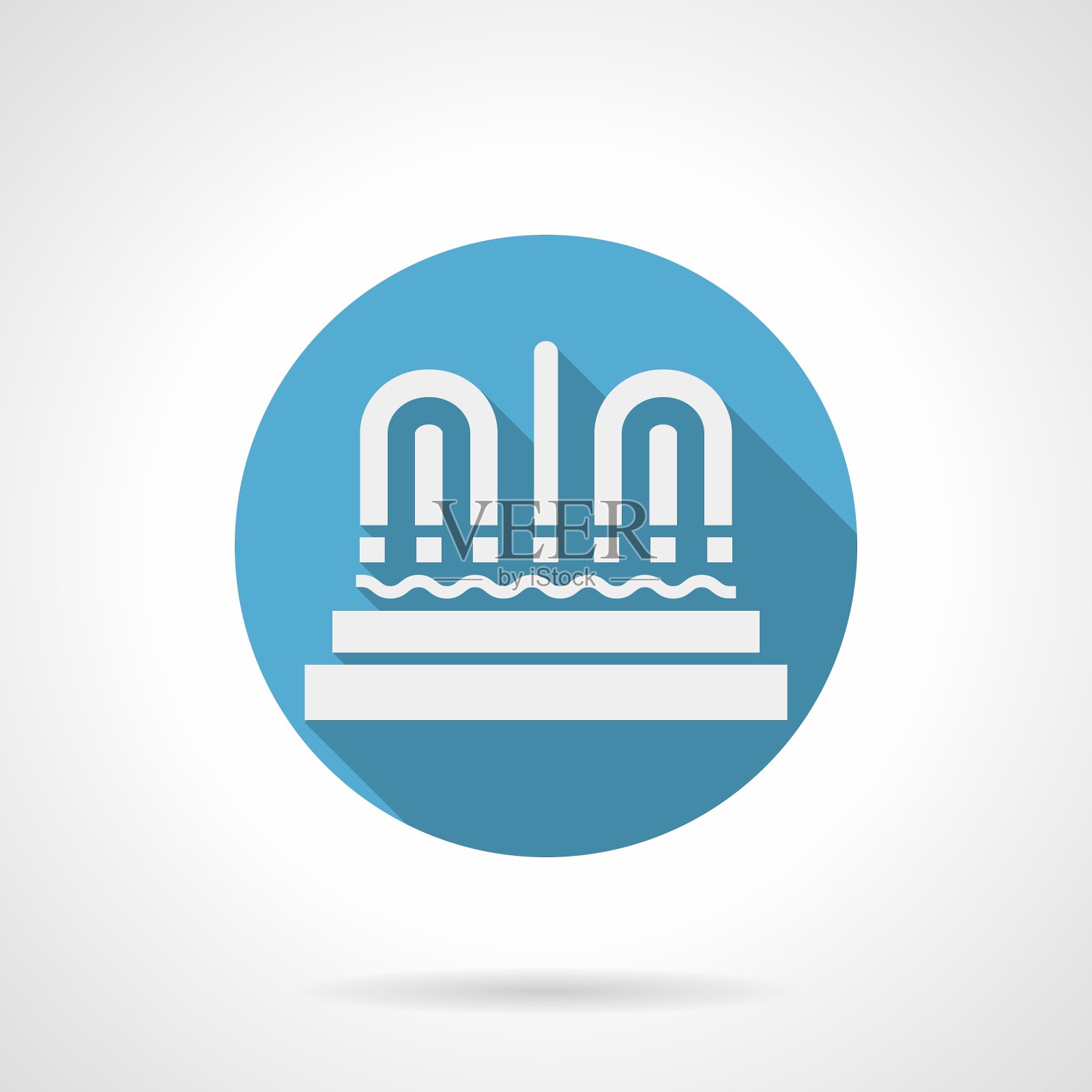 城市喷泉蓝色圆形图标图标素材