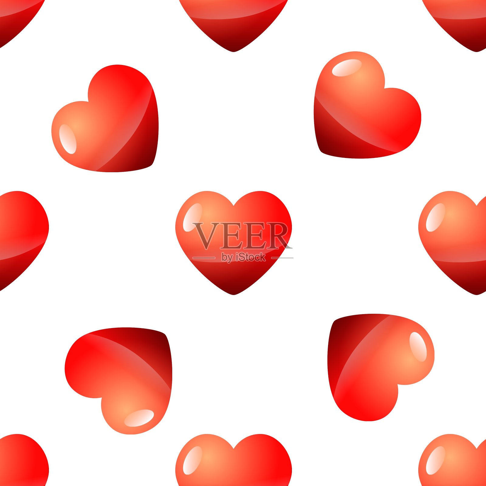情人节无缝红心图案插画图片素材