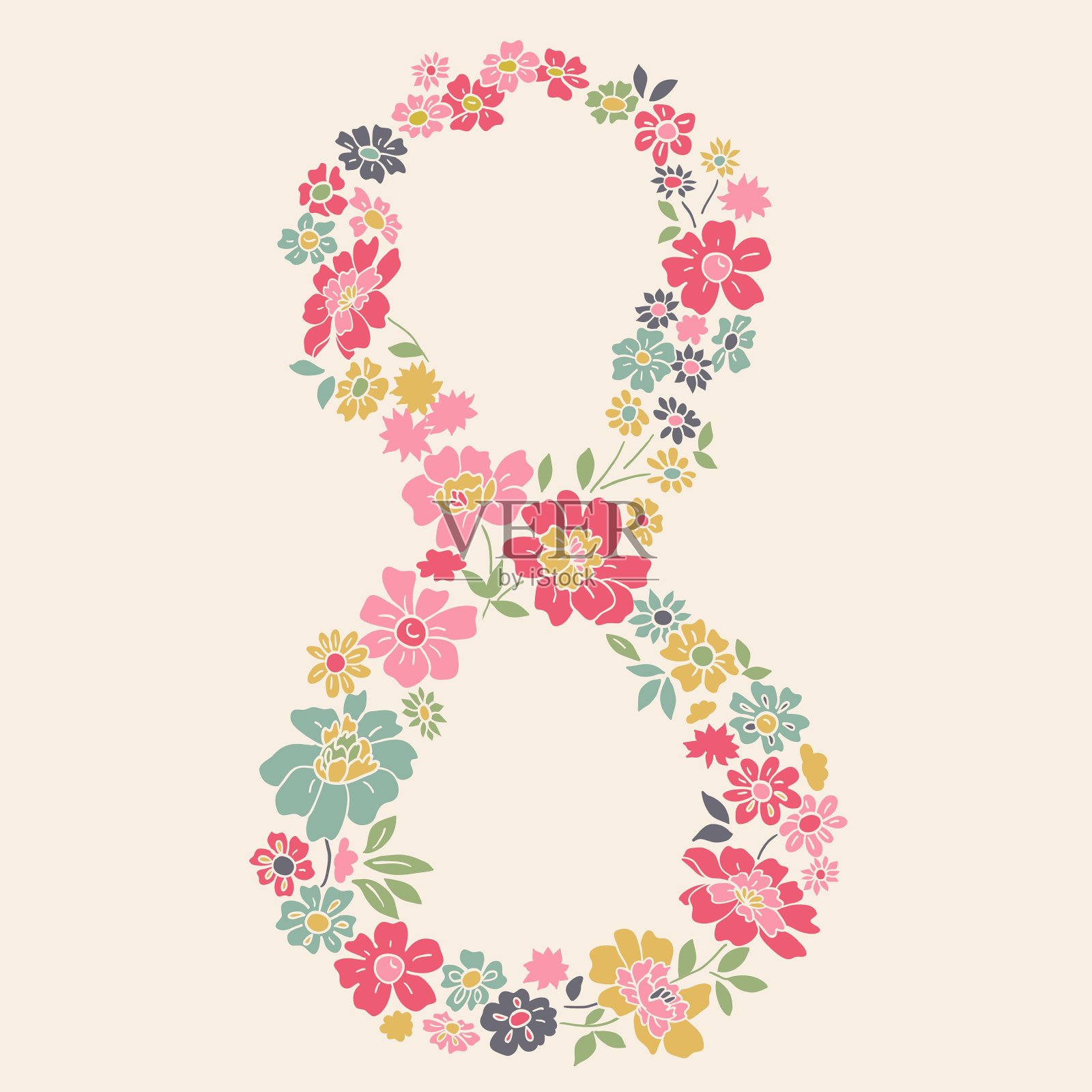 3月8日的鲜花卡片或国际妇女插画图片素材