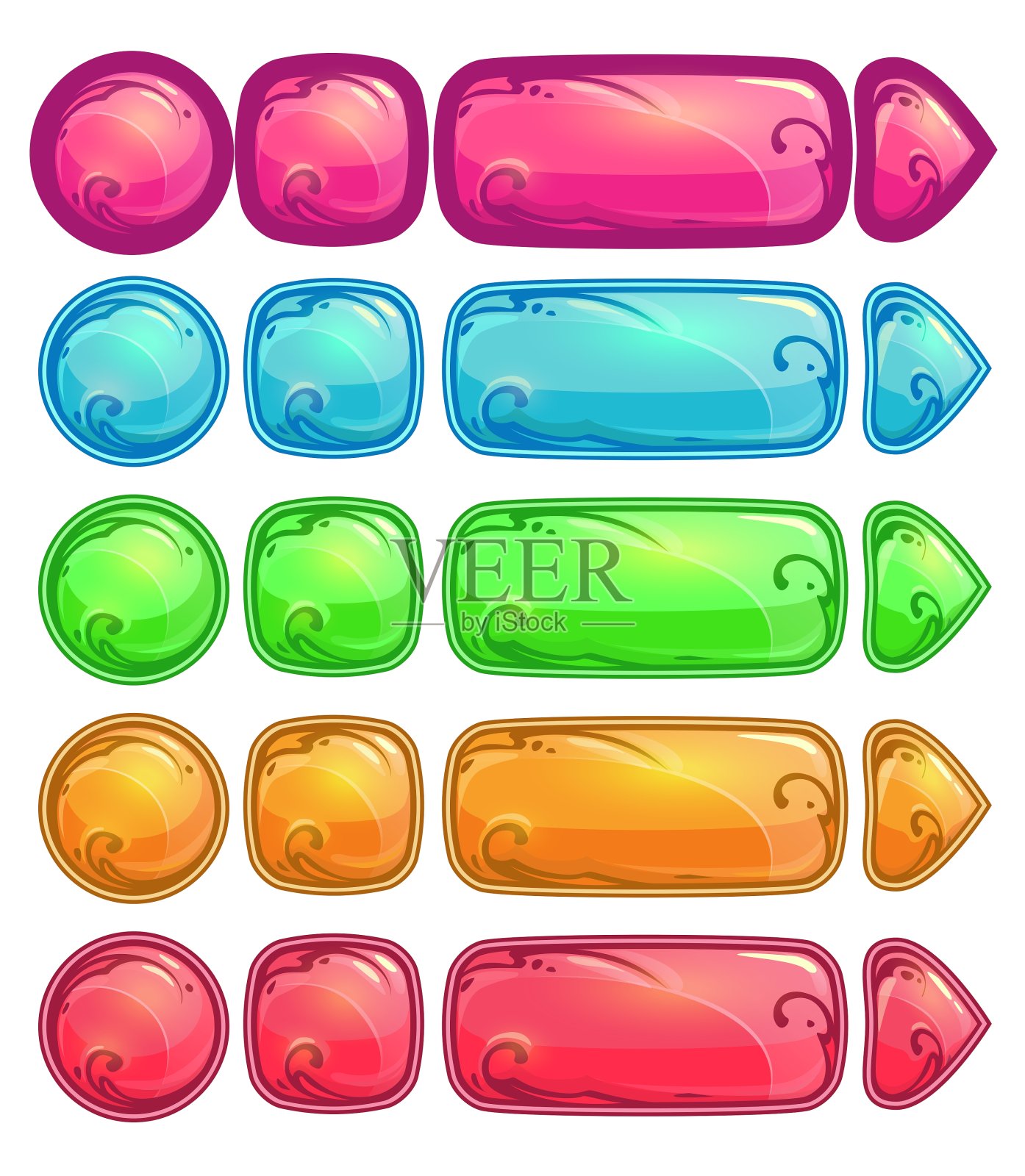 可爱的彩色光泽纽扣插画图片素材