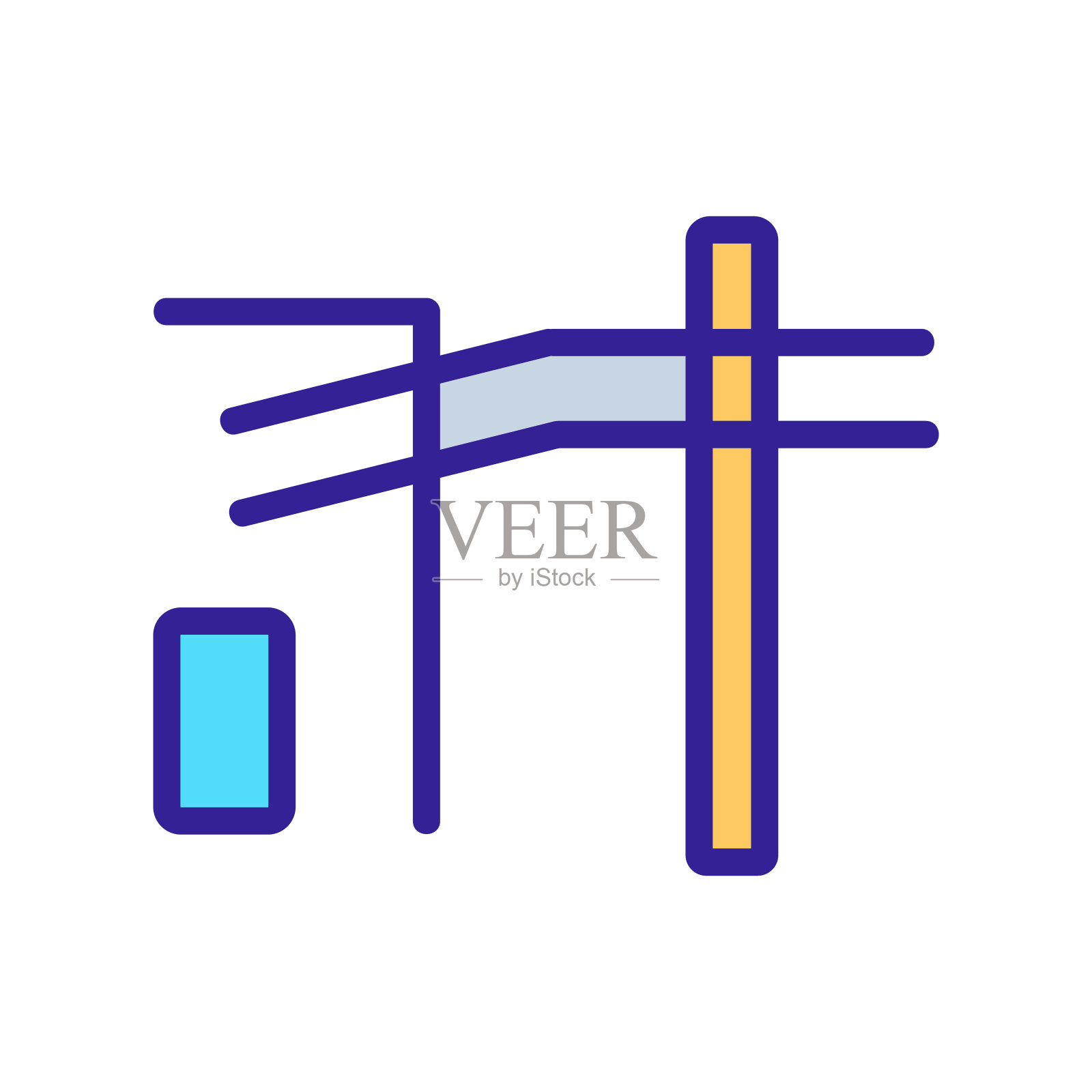 细胞塔和电线图标矢量轮廓插图图标素材