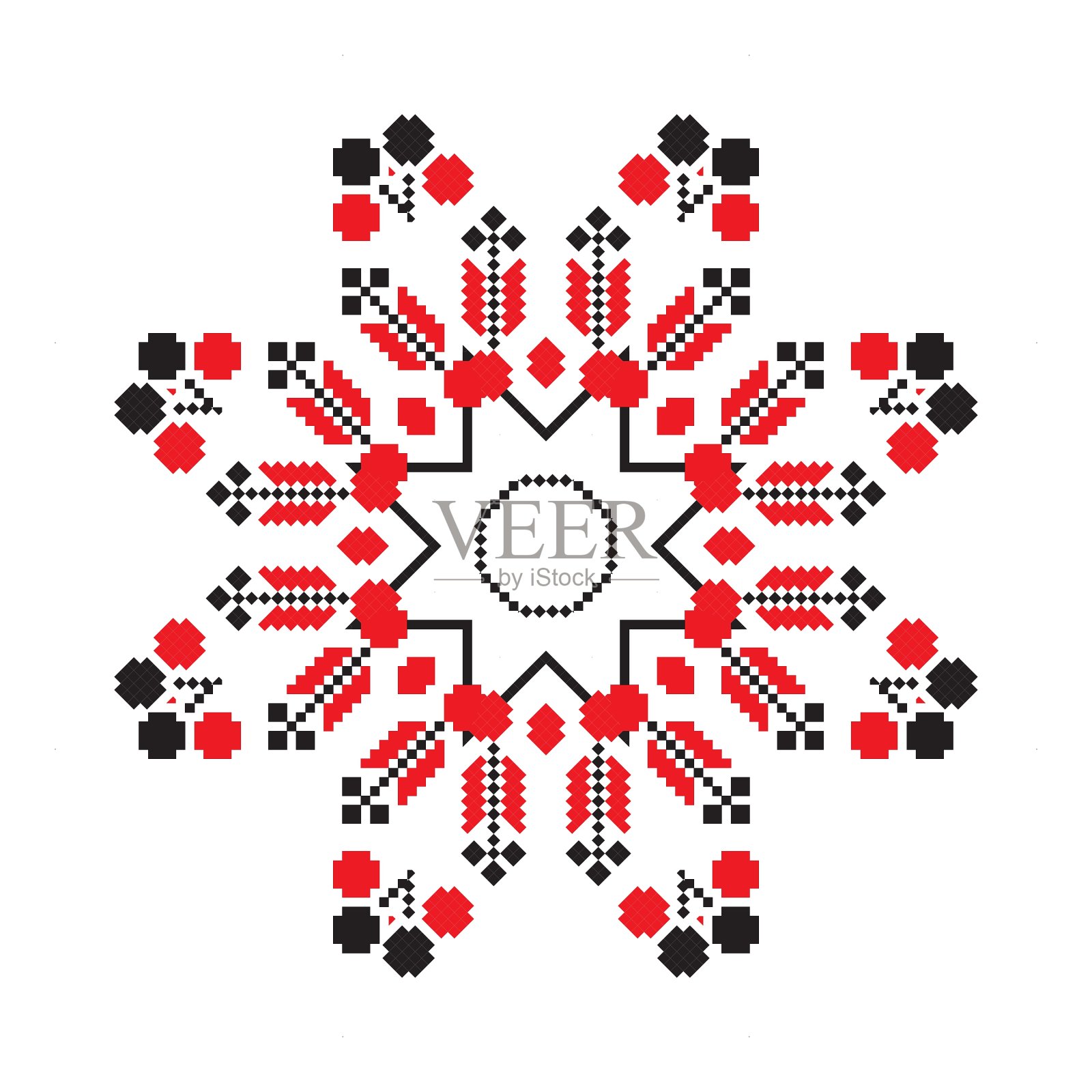 曼荼罗民族装饰的红色几何图案设计元素图片