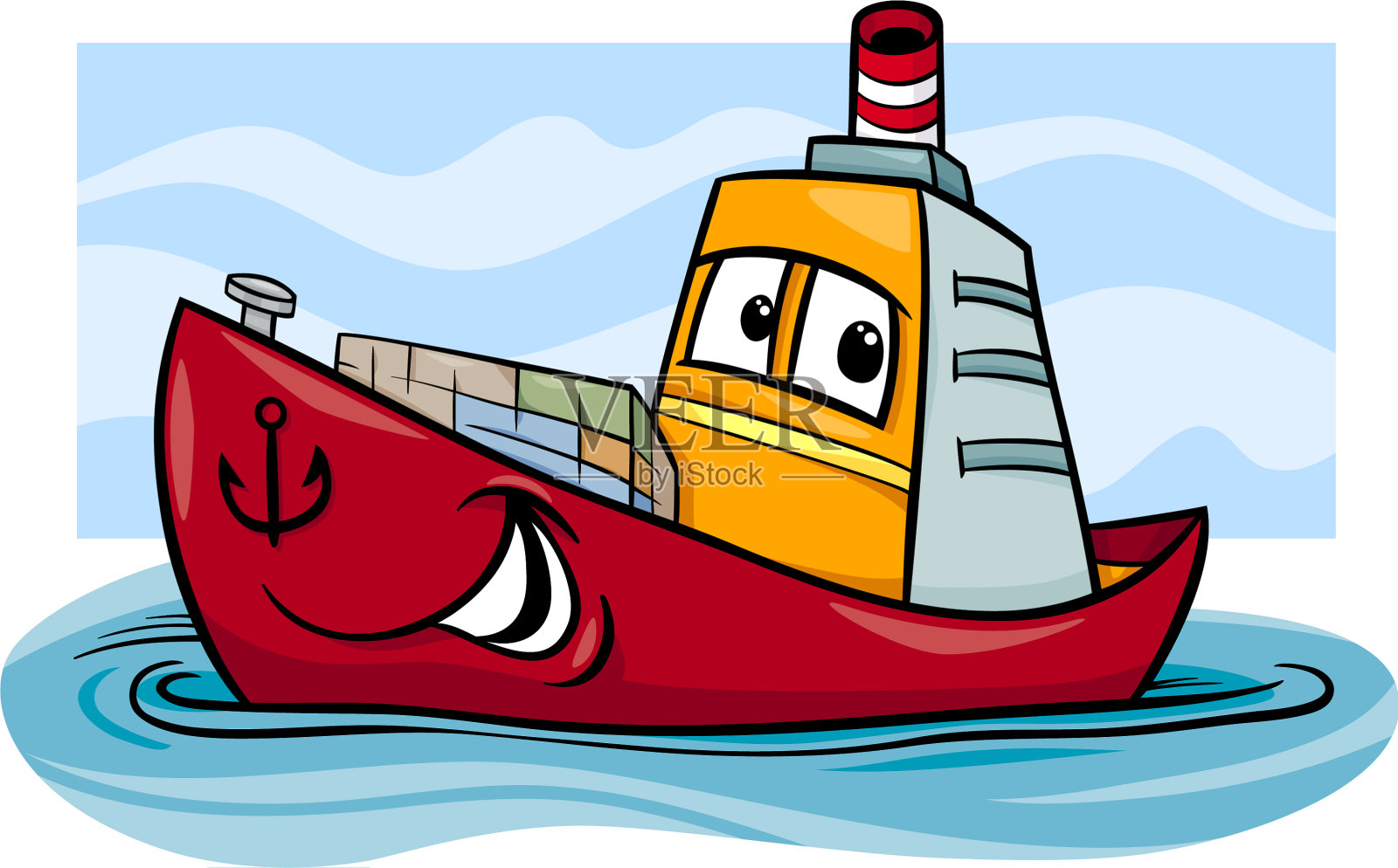 集装箱船的卡通设计元素图片