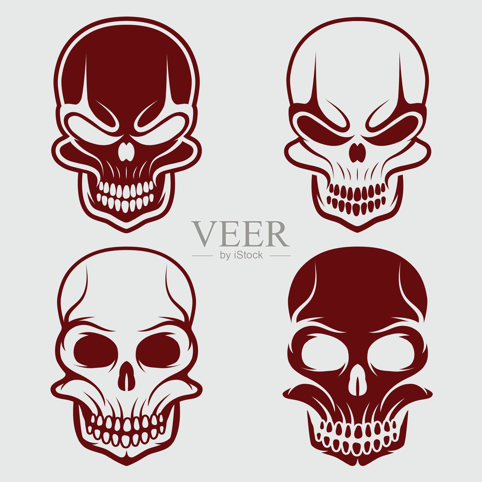 一套头骨设计模板插画图片素材