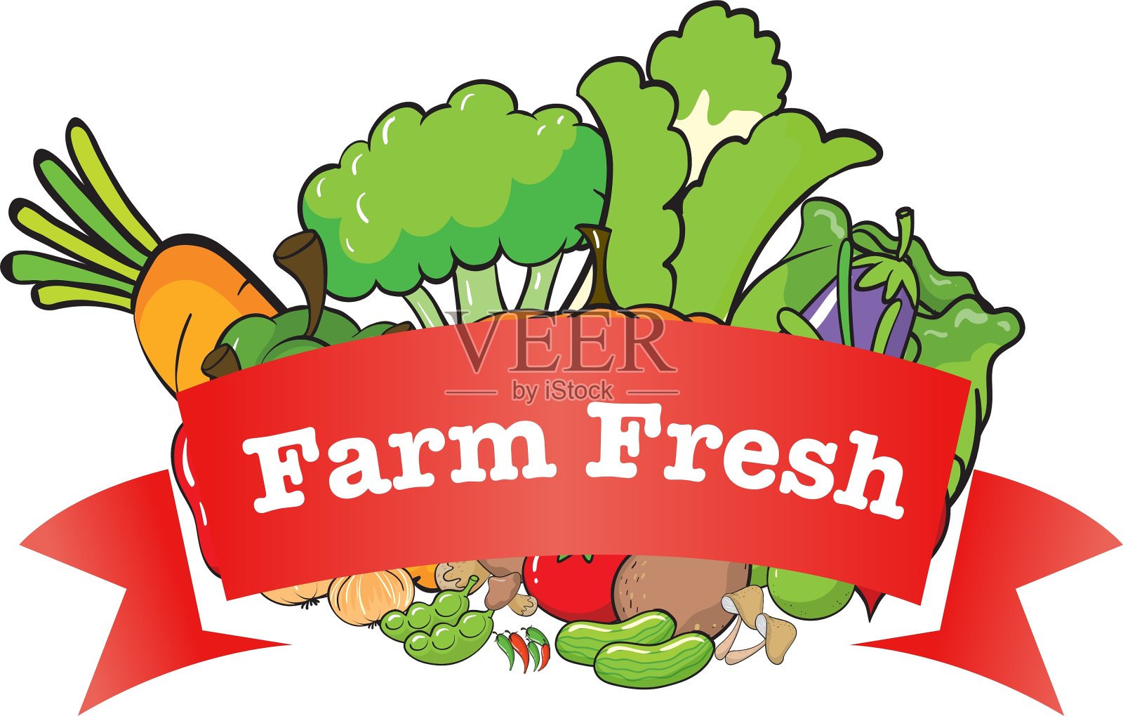农场的新鲜标签上有新鲜蔬菜设计元素图片