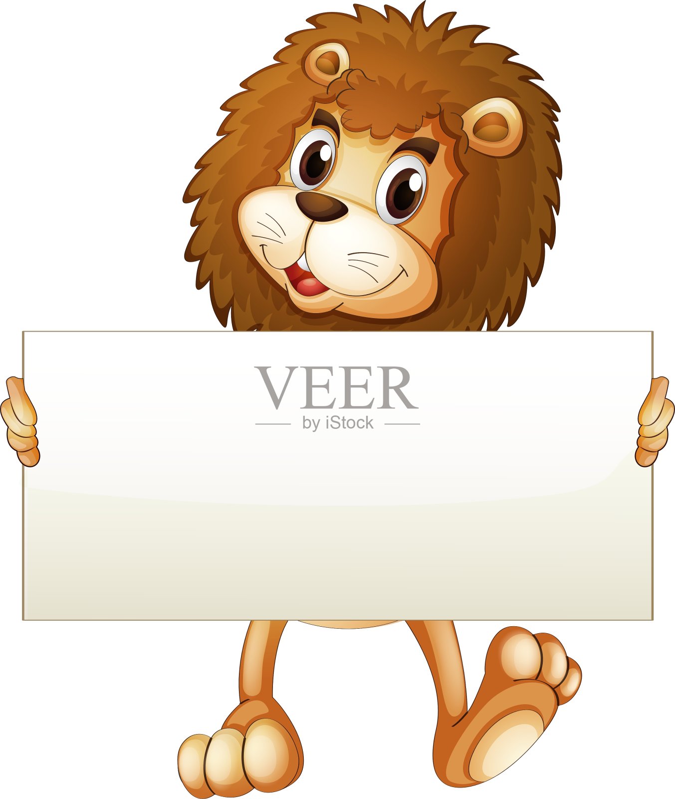 一只举着空旗的年轻狮子设计元素图片