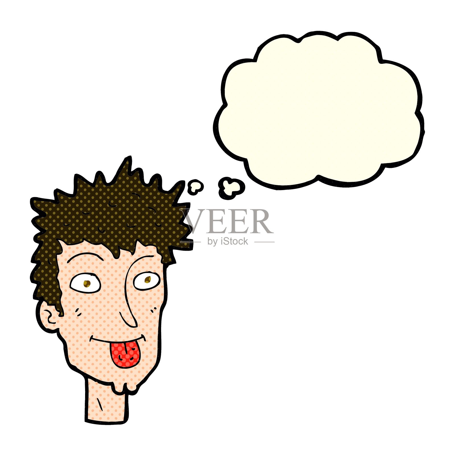 卡通人物伸出舌头表达思想设计元素图片