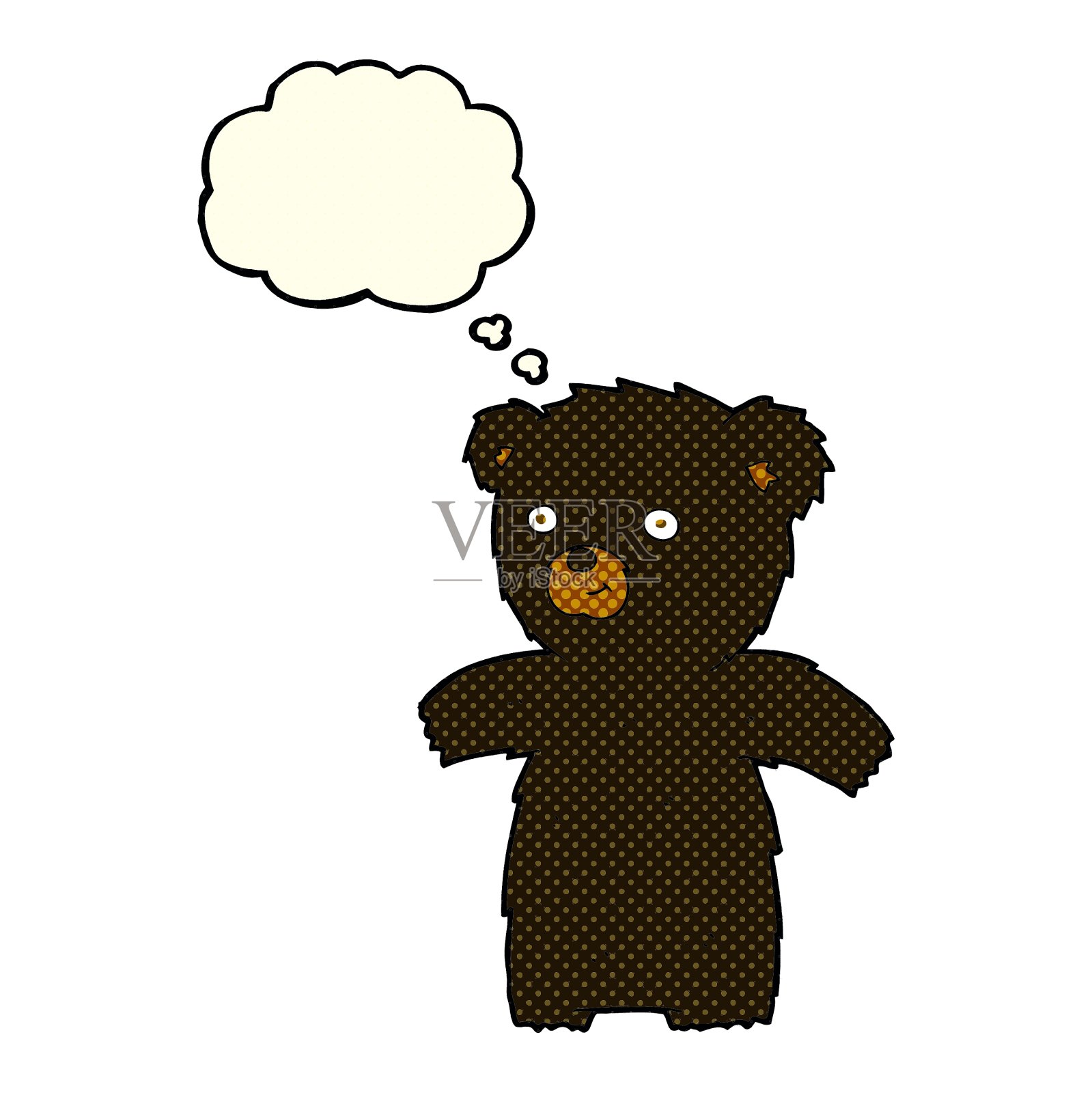 可爱的卡通黑熊与思想泡泡设计元素图片