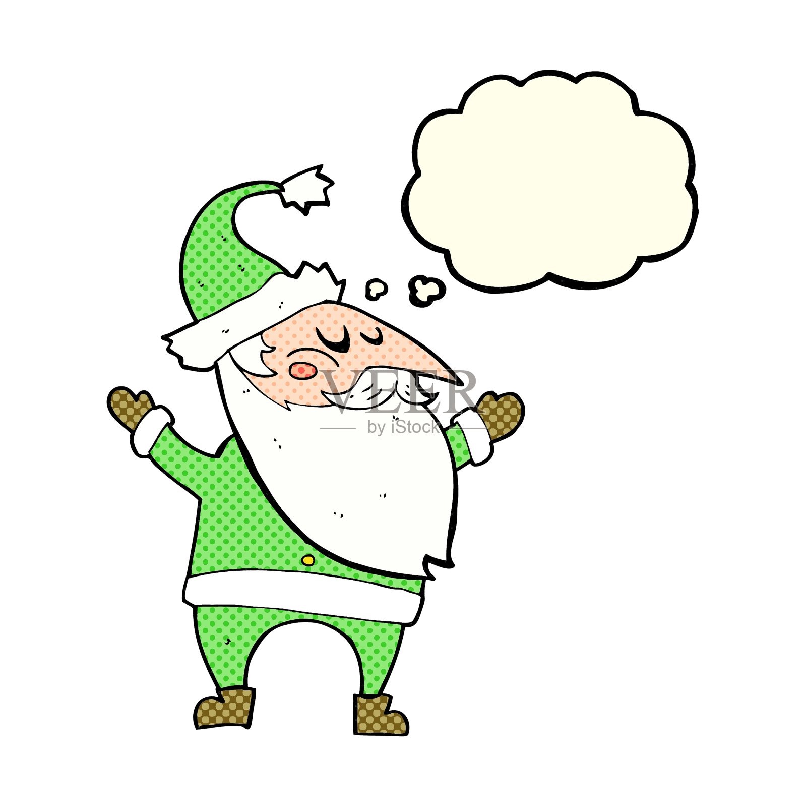 卡通圣诞老人与思想泡泡设计元素图片