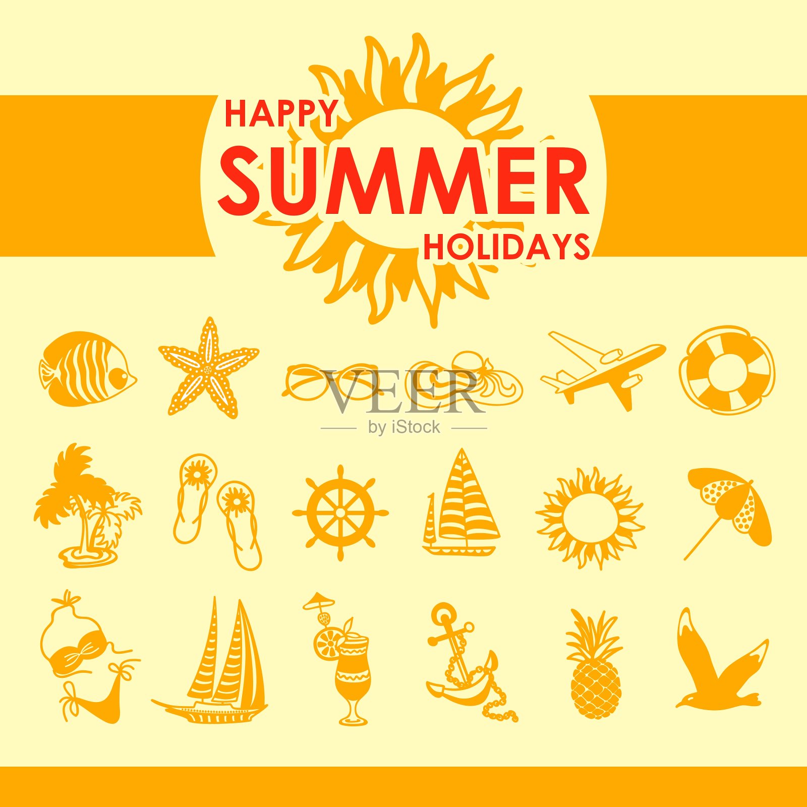 彩色的夏天图标插画图片素材