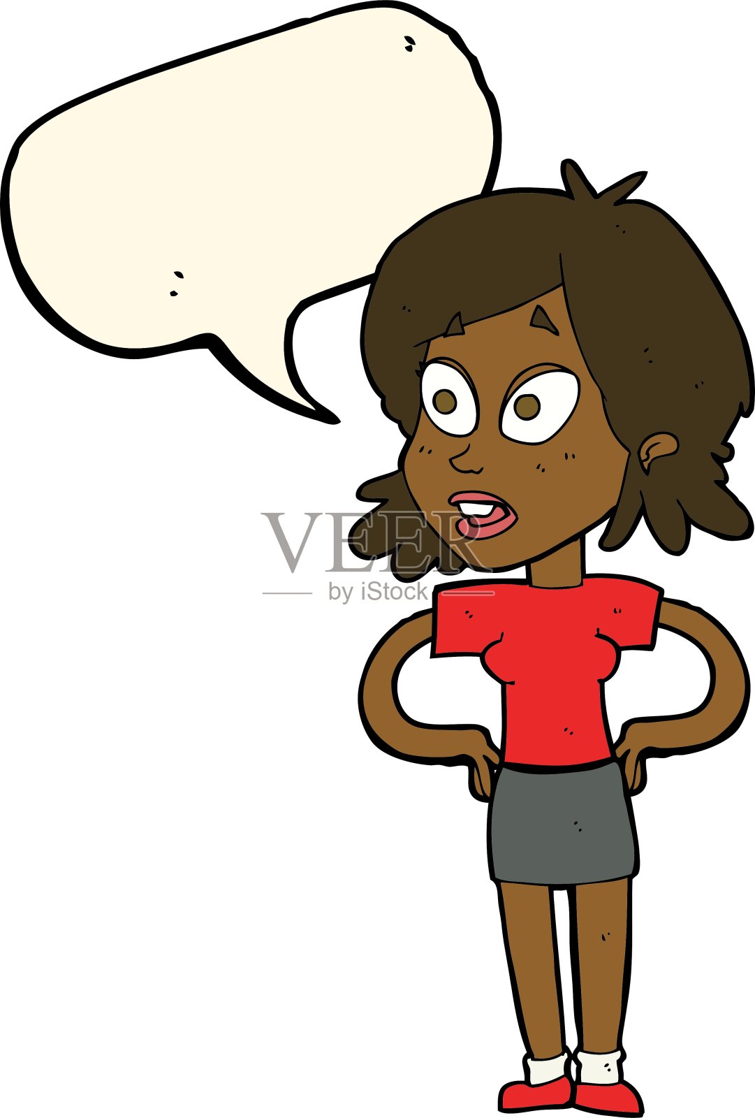 卡通女人,双手叉腰,还能说话设计元素图片