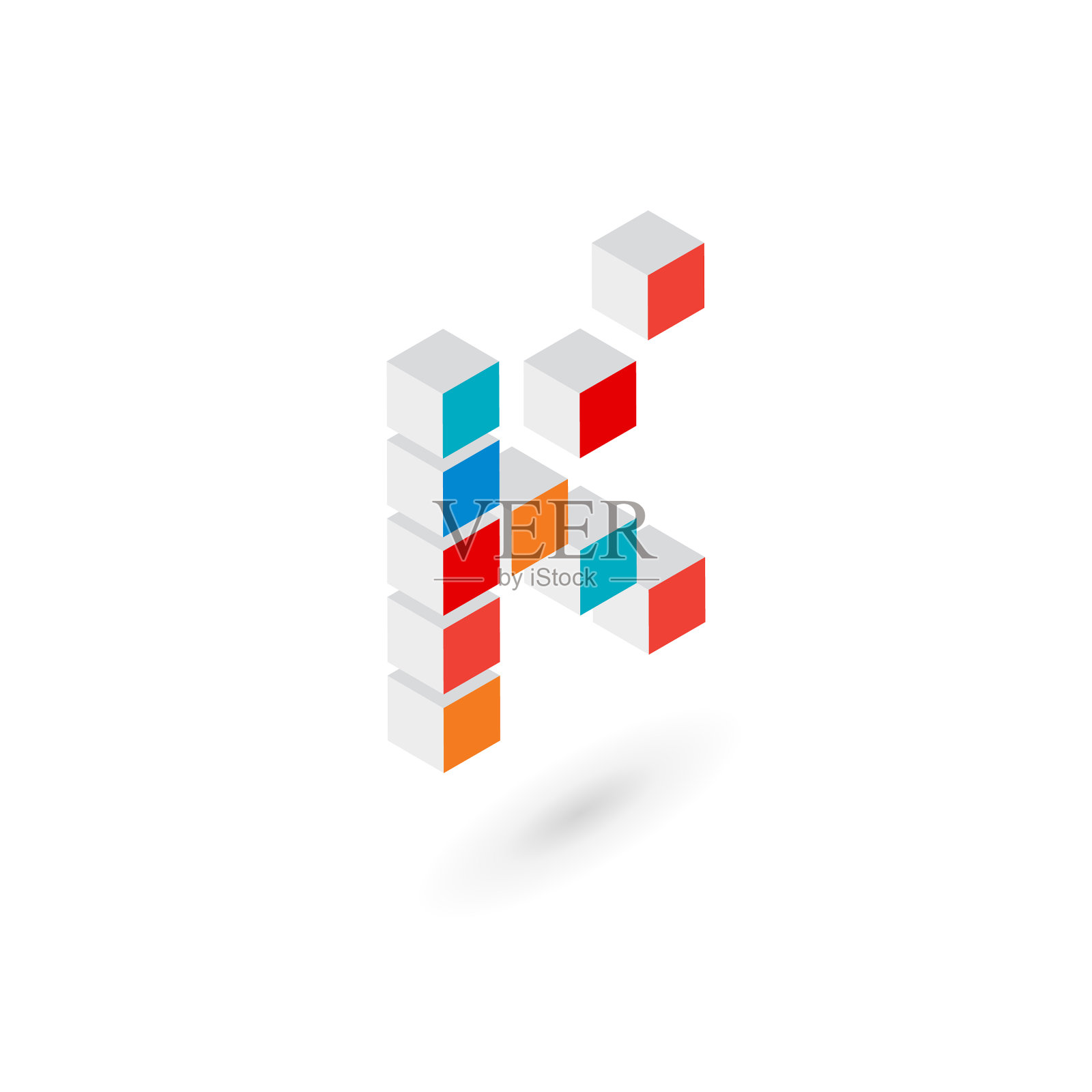 三维立方体字母K标志图标设计模板设计元素图片