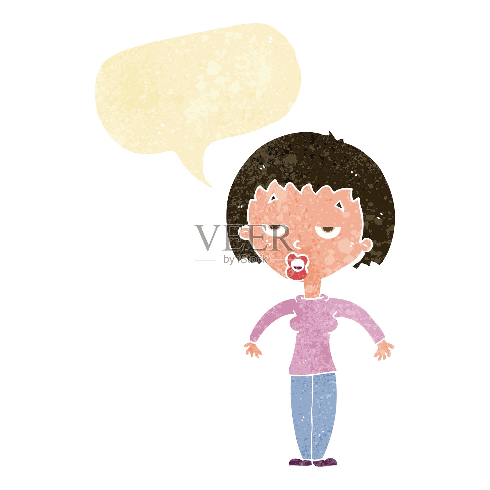 卡通女人耸肩讲话设计元素图片