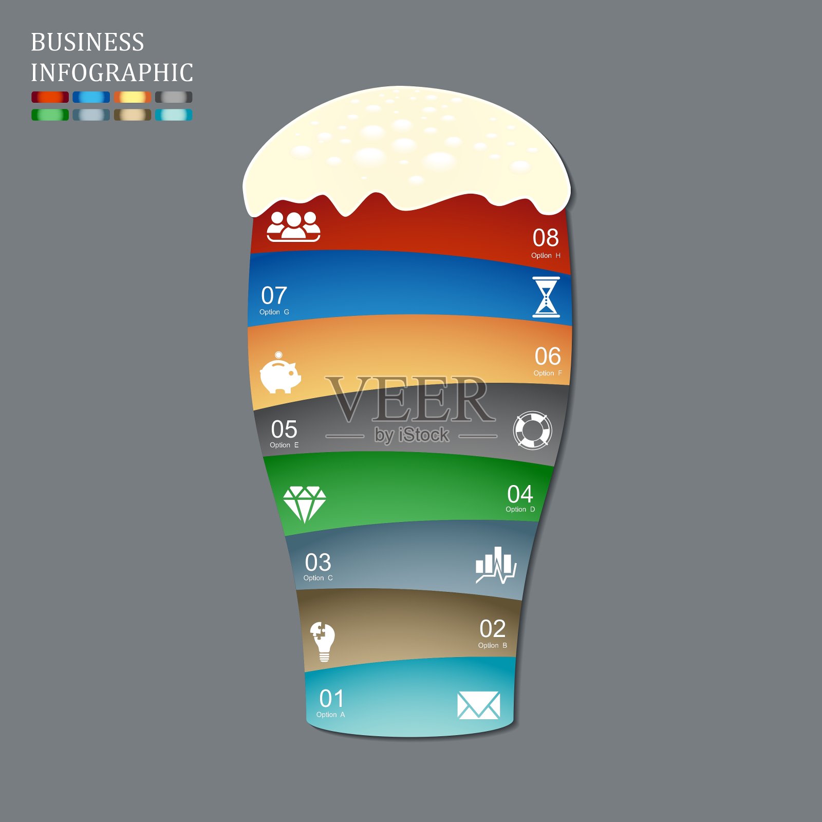 有8个选项的创业创意概念插画图片素材