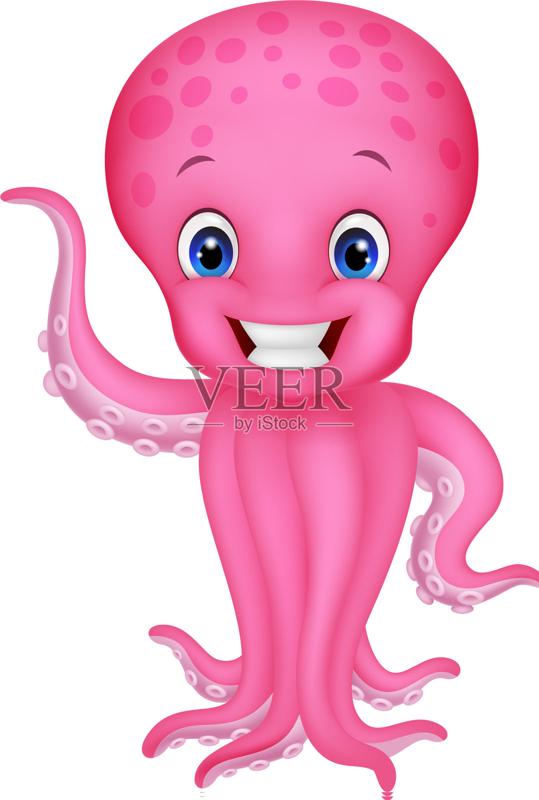 可爱的卡通章鱼挥手设计元素图片