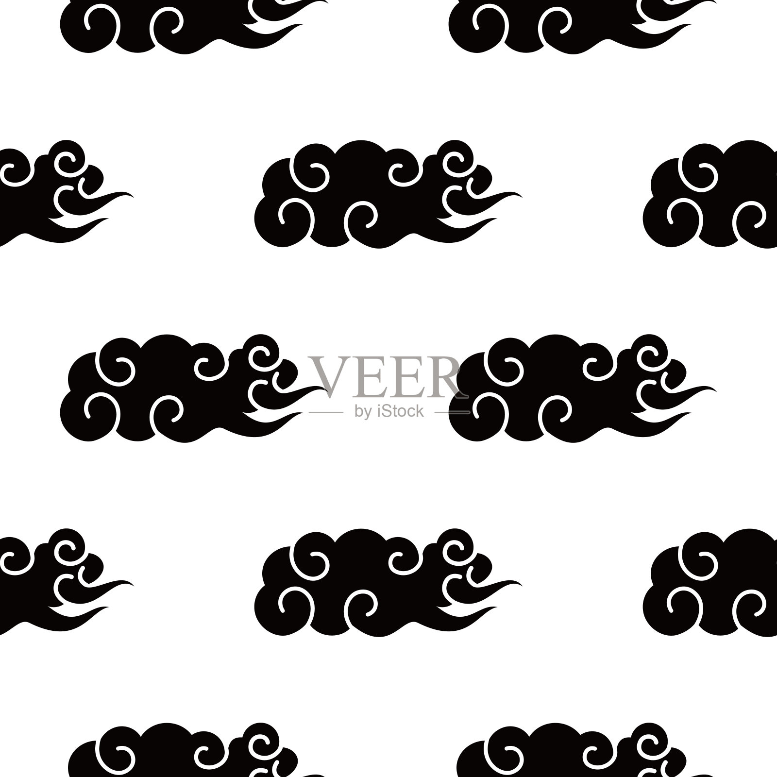 日本传统纹样、老云画纹样插画图片素材