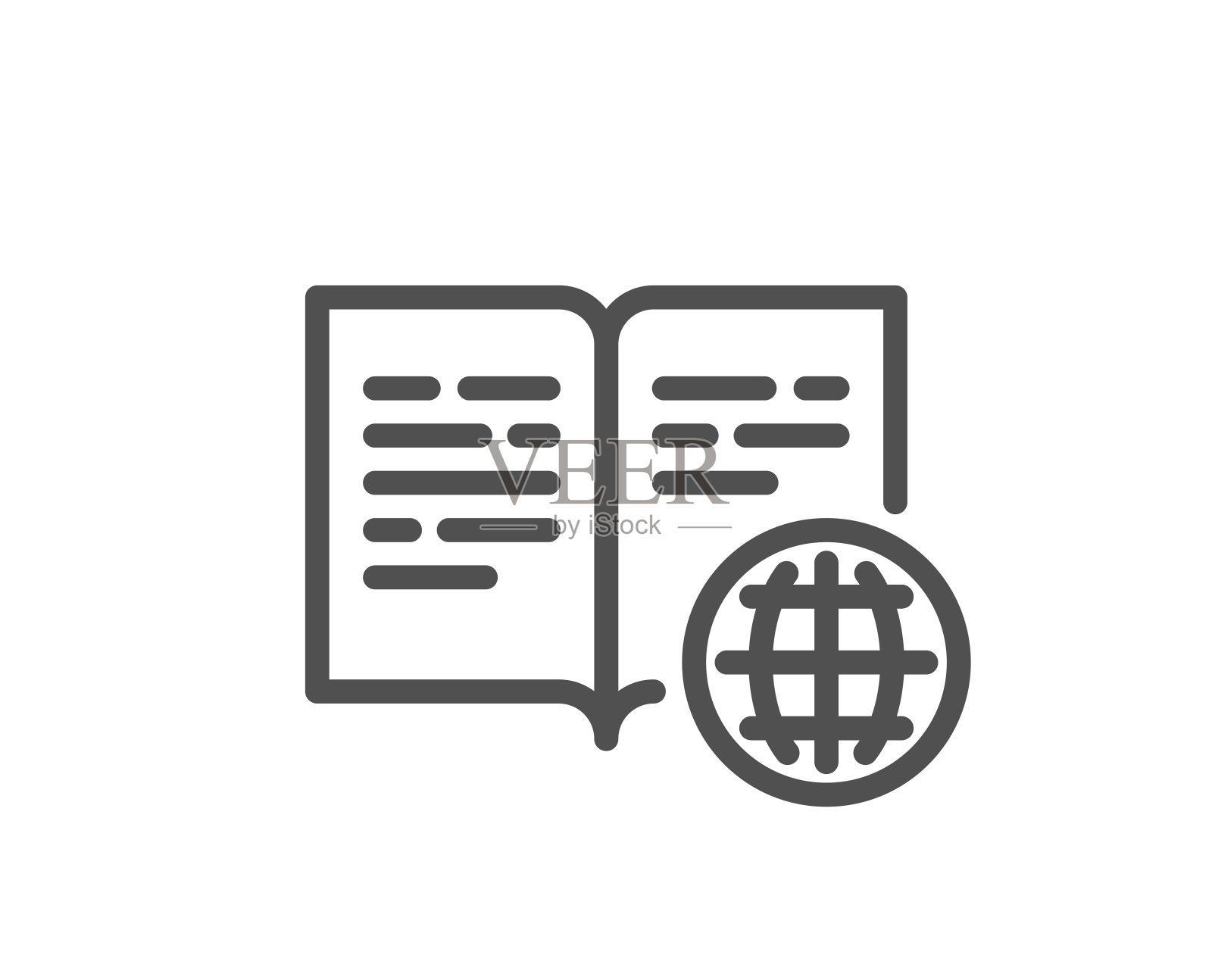 互联网图书线图标。Web文档的迹象。向量插画图片素材