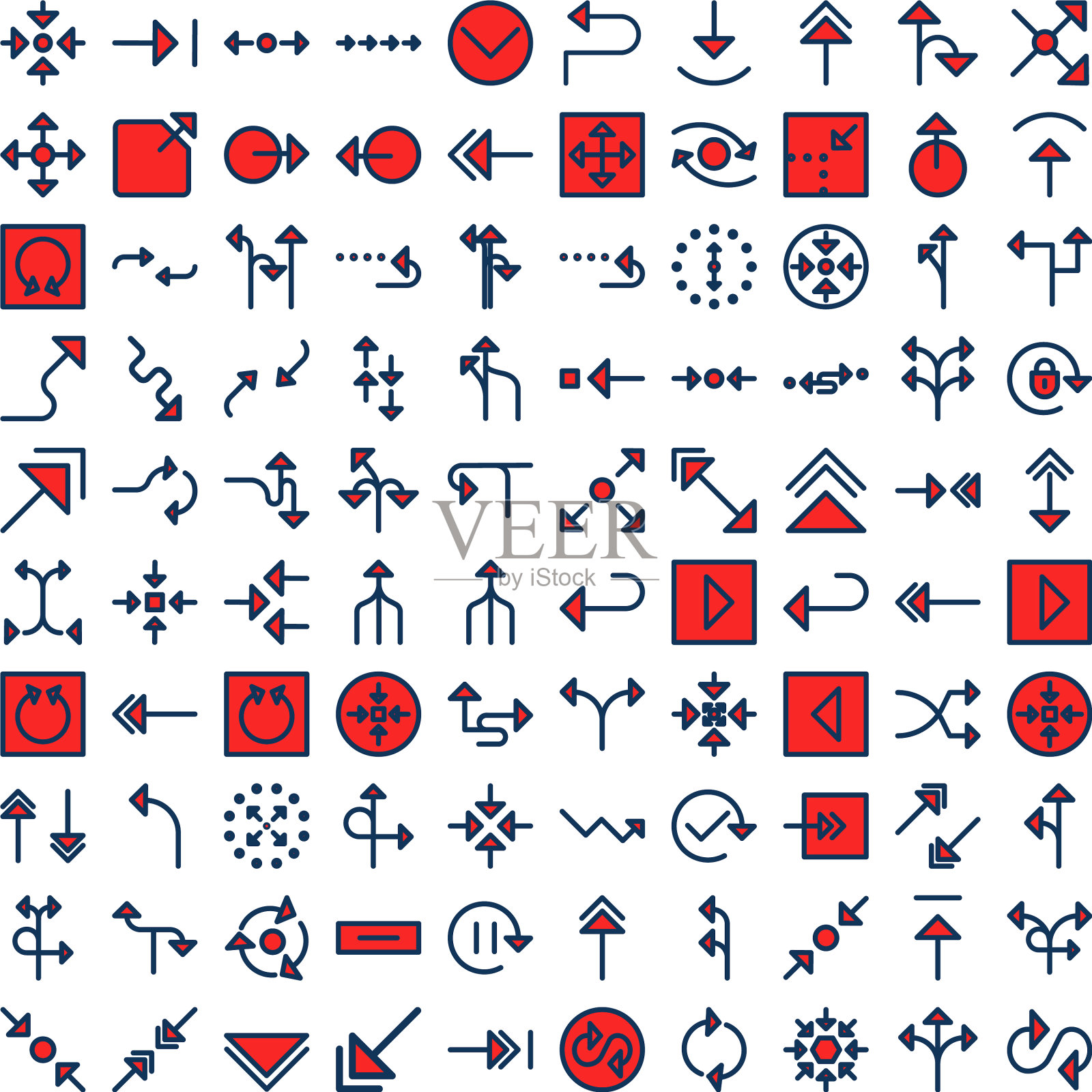 箭头网格孤立的图标设置每个单独图标素材