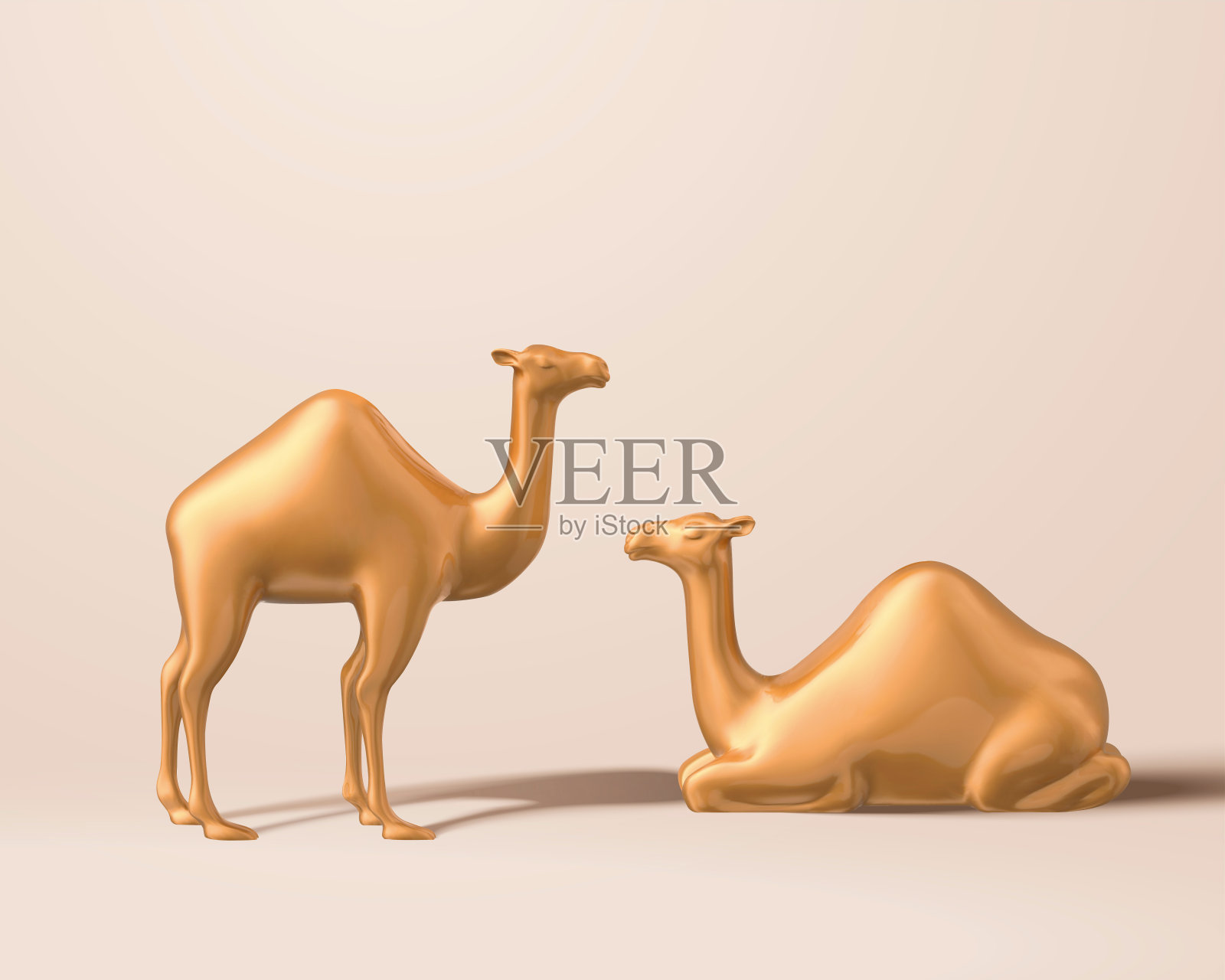 可爱的骆驼雕像插画图片素材