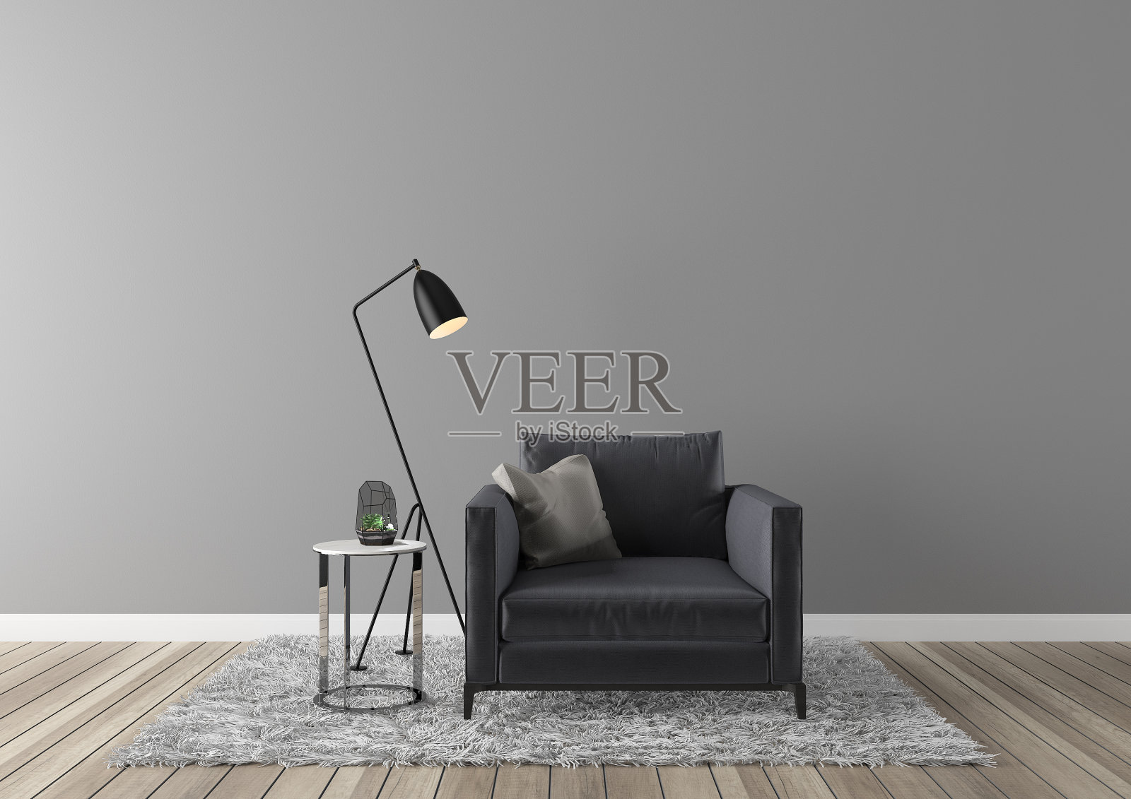 客厅概念室内。3d渲染沙发台灯背景木地板木墙模板设计纹理照片摄影图片