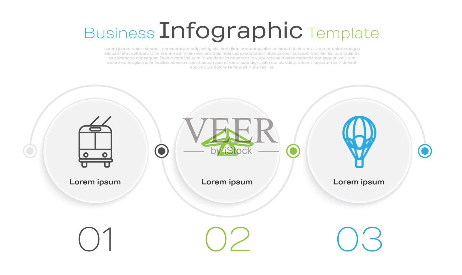 设置有轨电车悬挂滑翔机和热空气插画图片素材