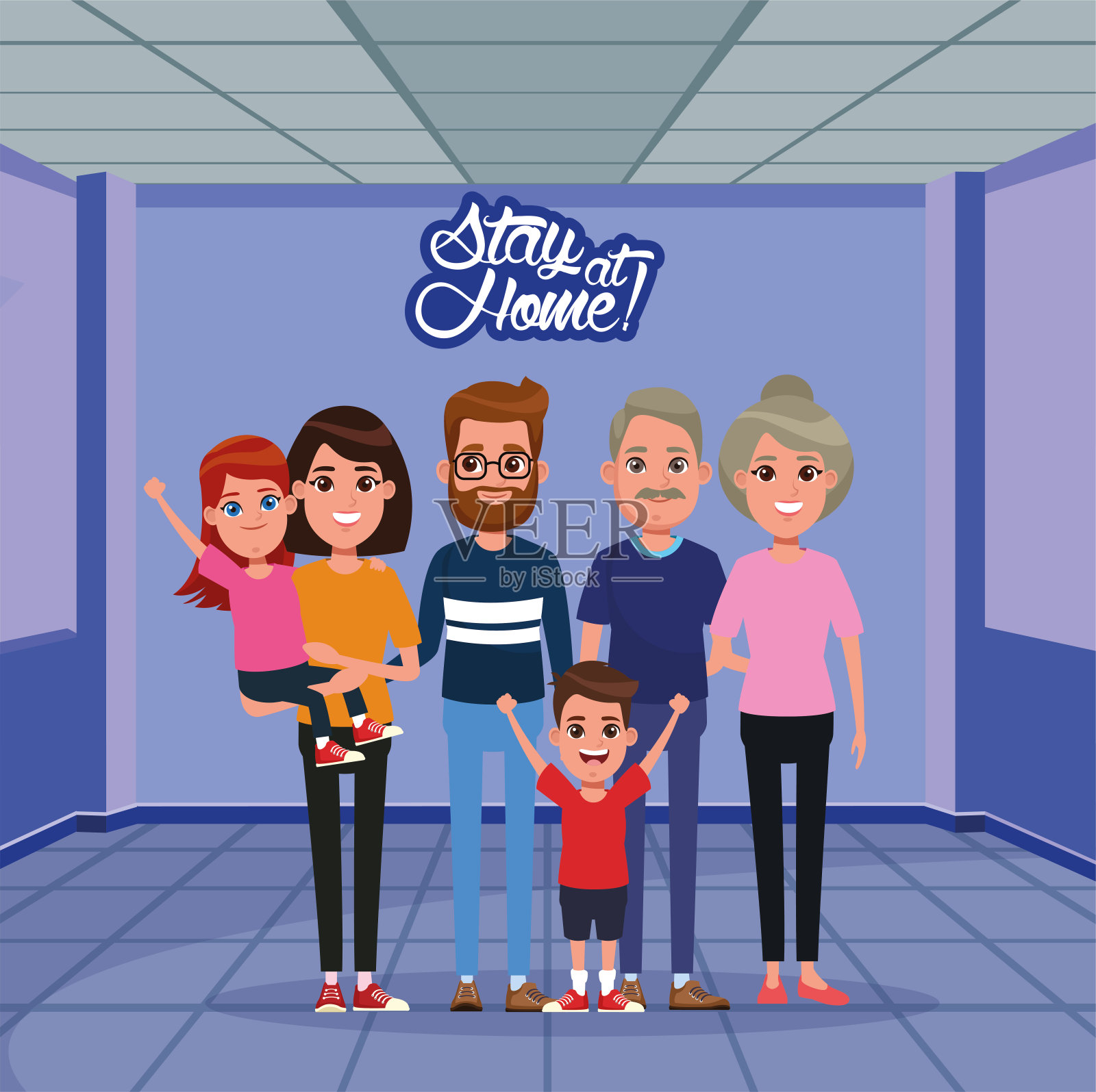 和家人呆在家里竞选插画图片素材