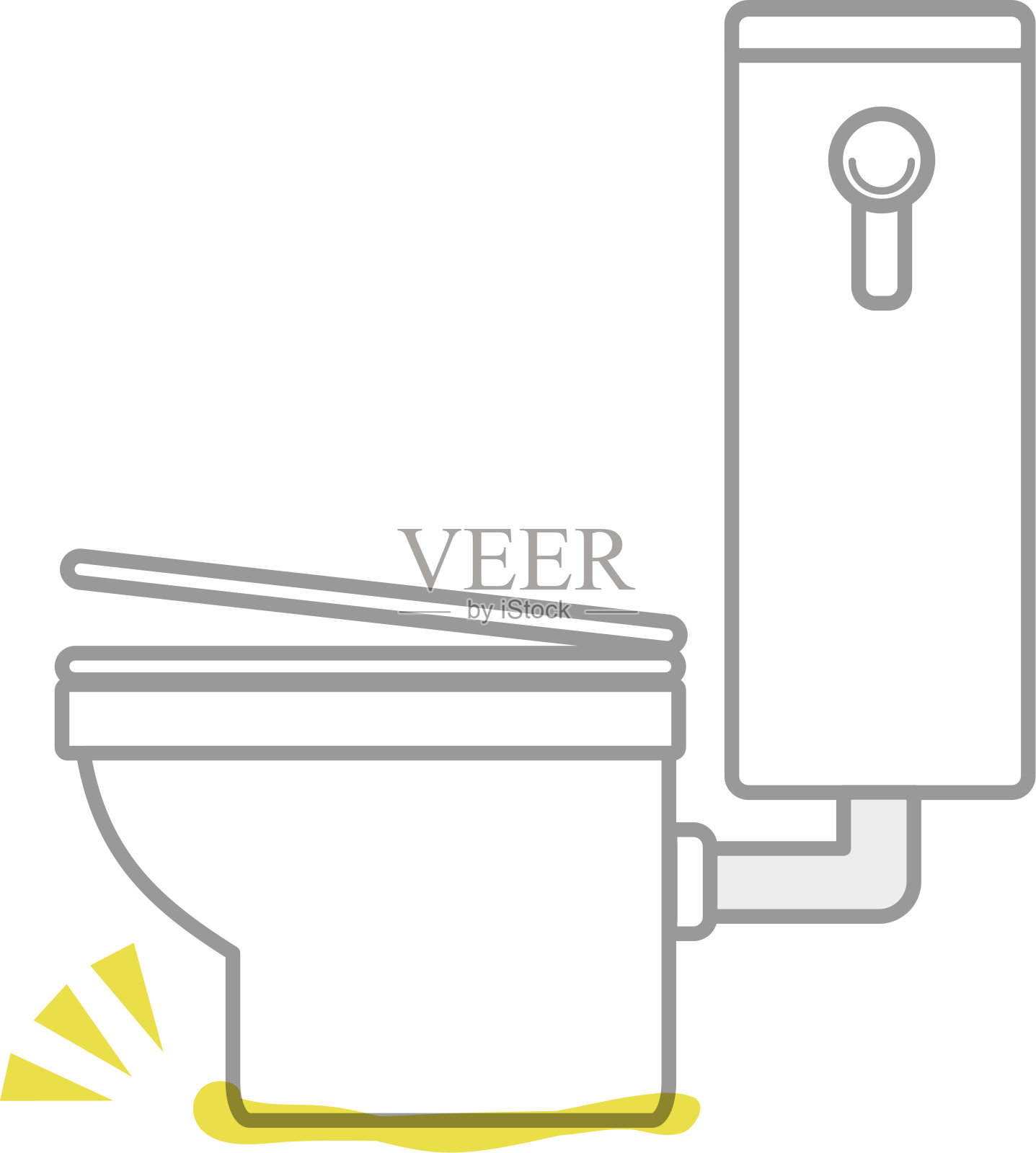 西式马桶上的黄色污渍插画图片素材