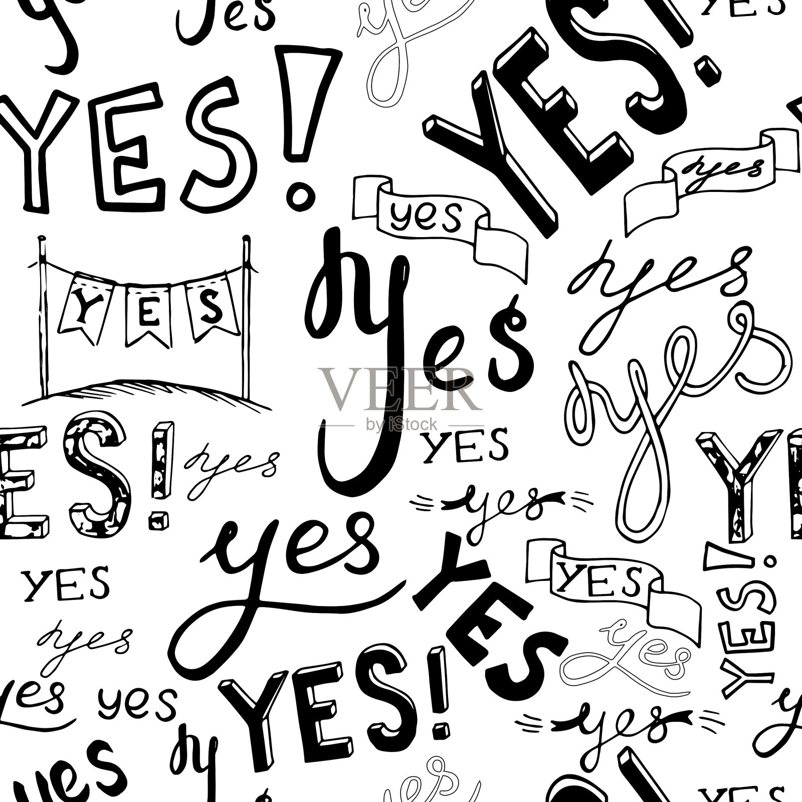 黑白无缝图案插画图片素材