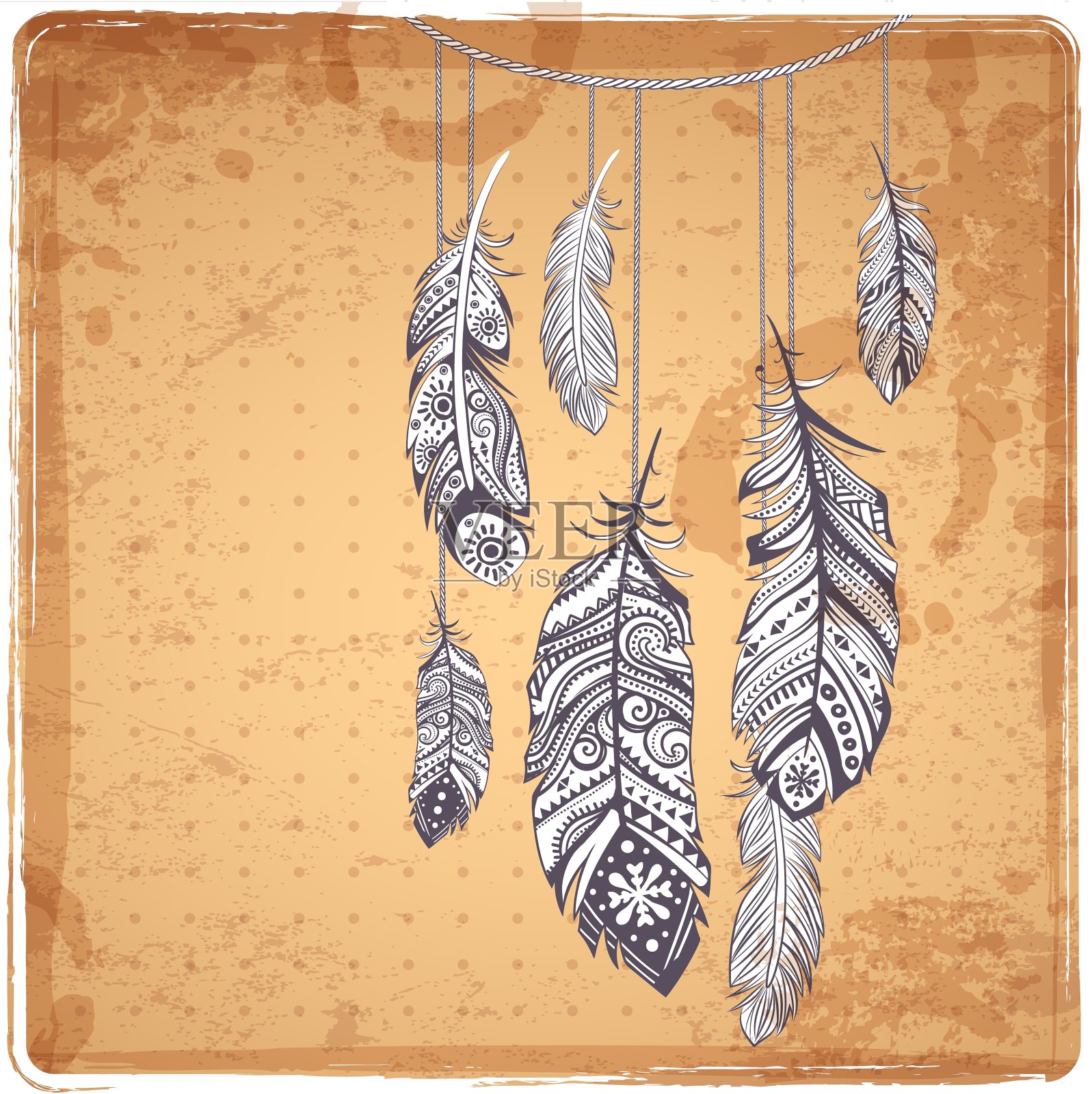 民族羽毛插画图片素材