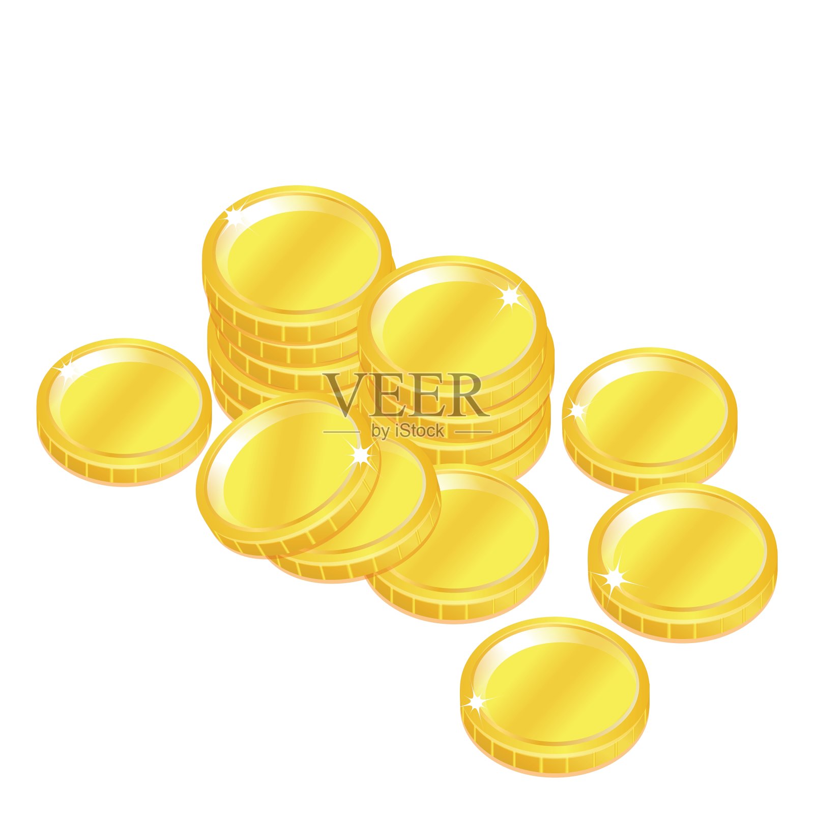 流行金币便士栈孤立背景设计元素图片