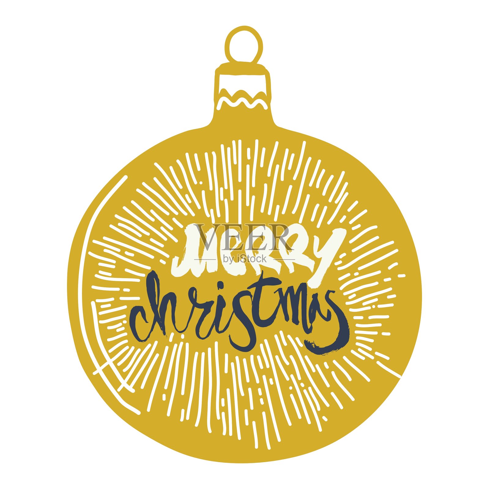 圣诞快乐书法球手写设计元素图片