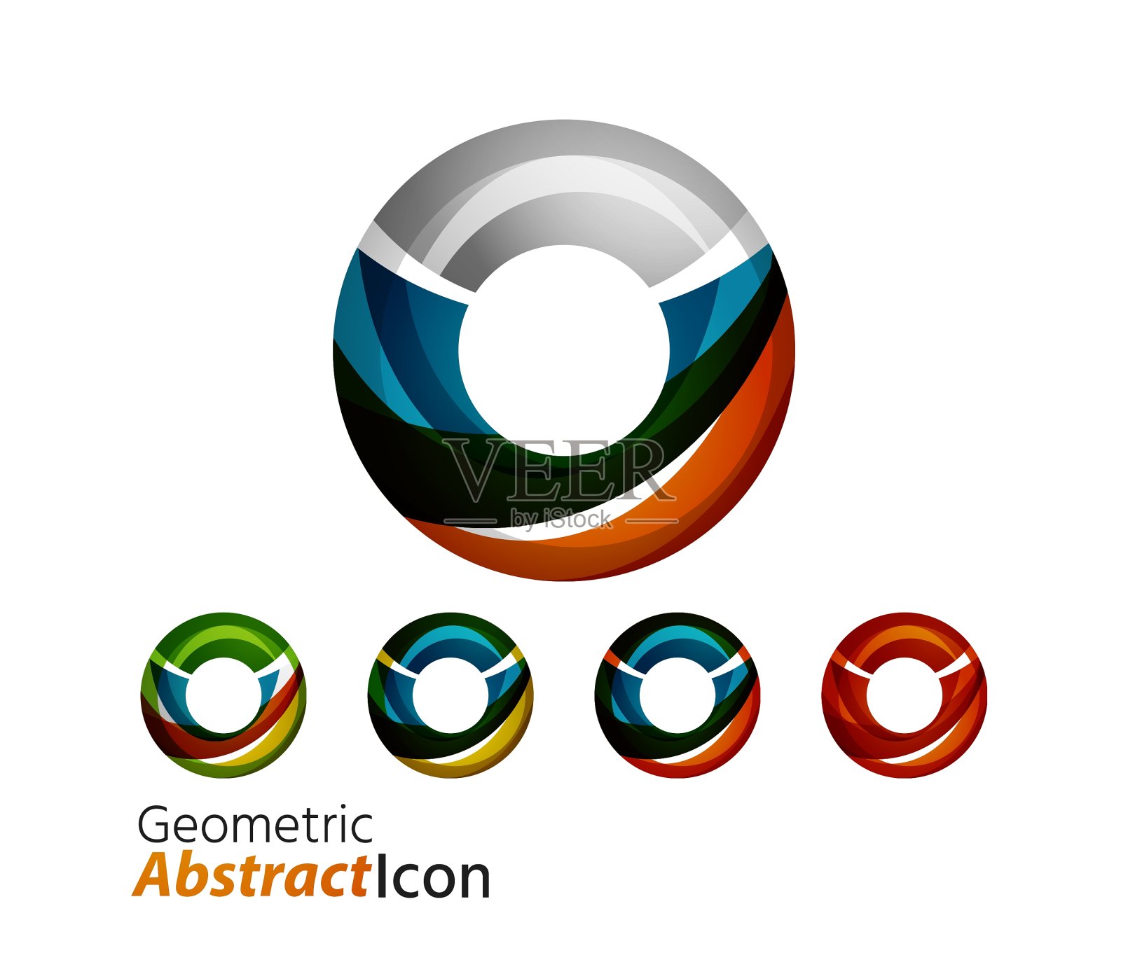 一套抽象的几何公司标志戒指图标素材