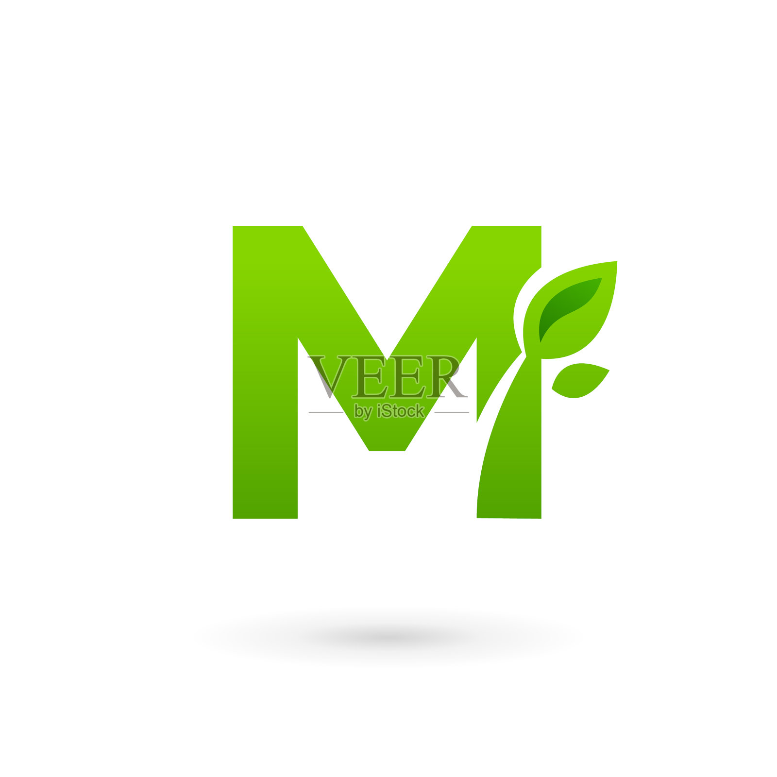 字母M eco叶子标志图标设计模板设计元素图片